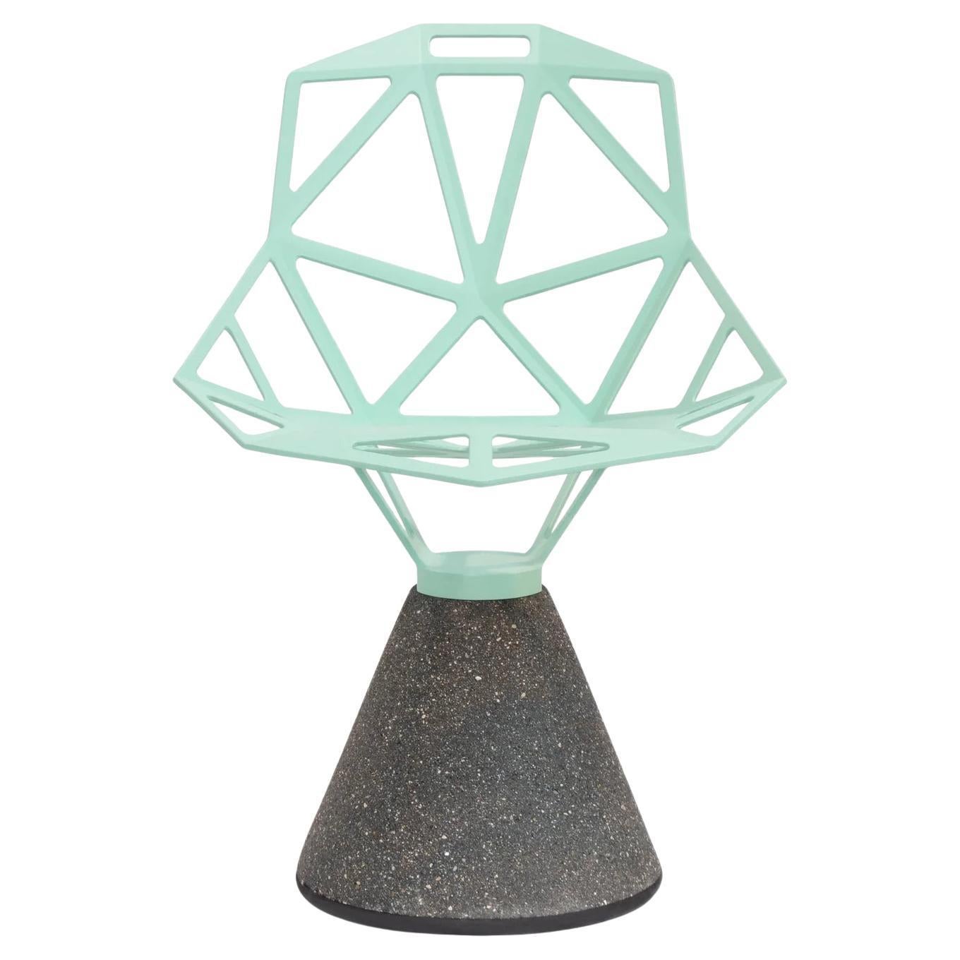 Sedia girevole Magis Chair_One - Base in cemento Nature e sedile in alluminio Mint in vendita