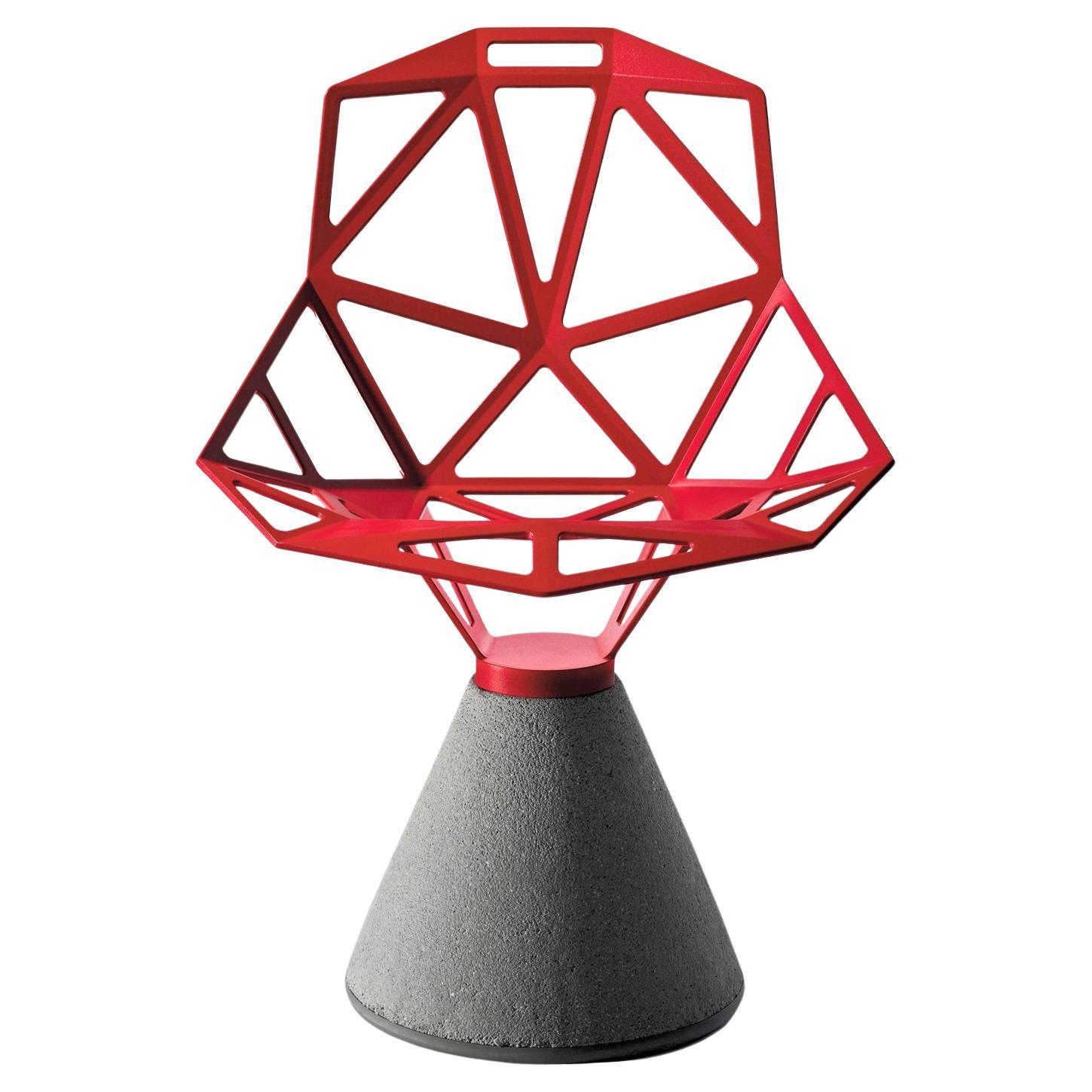 Silla giratoria Magis Chair_One - Base de hormigón natural y asiento de aluminio rojo