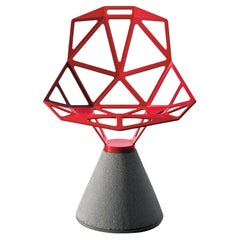 Swivel chair Magis Chair_One - Natural Concrete Base & Red Aluminium Seat