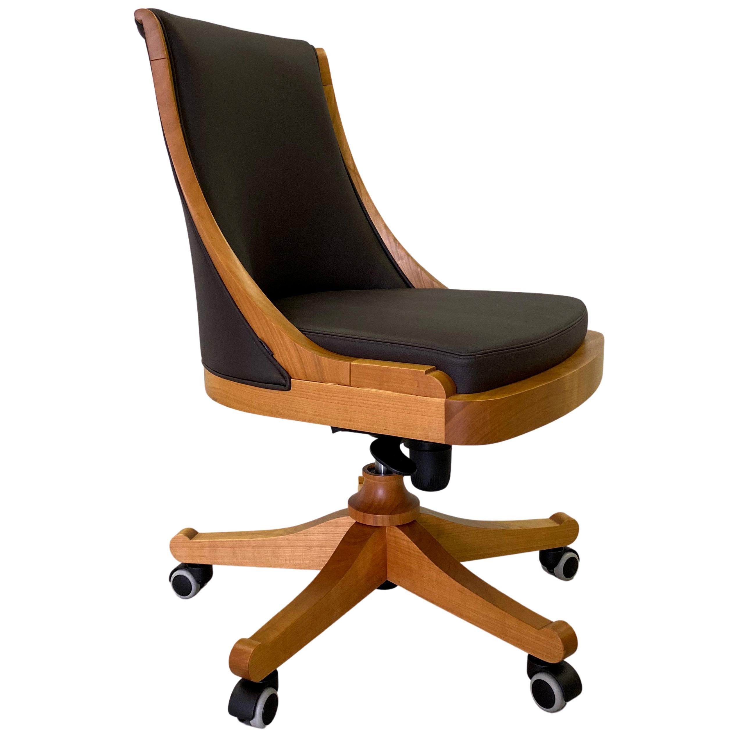 Swivel Chair on Wheels Made in Cherrywood