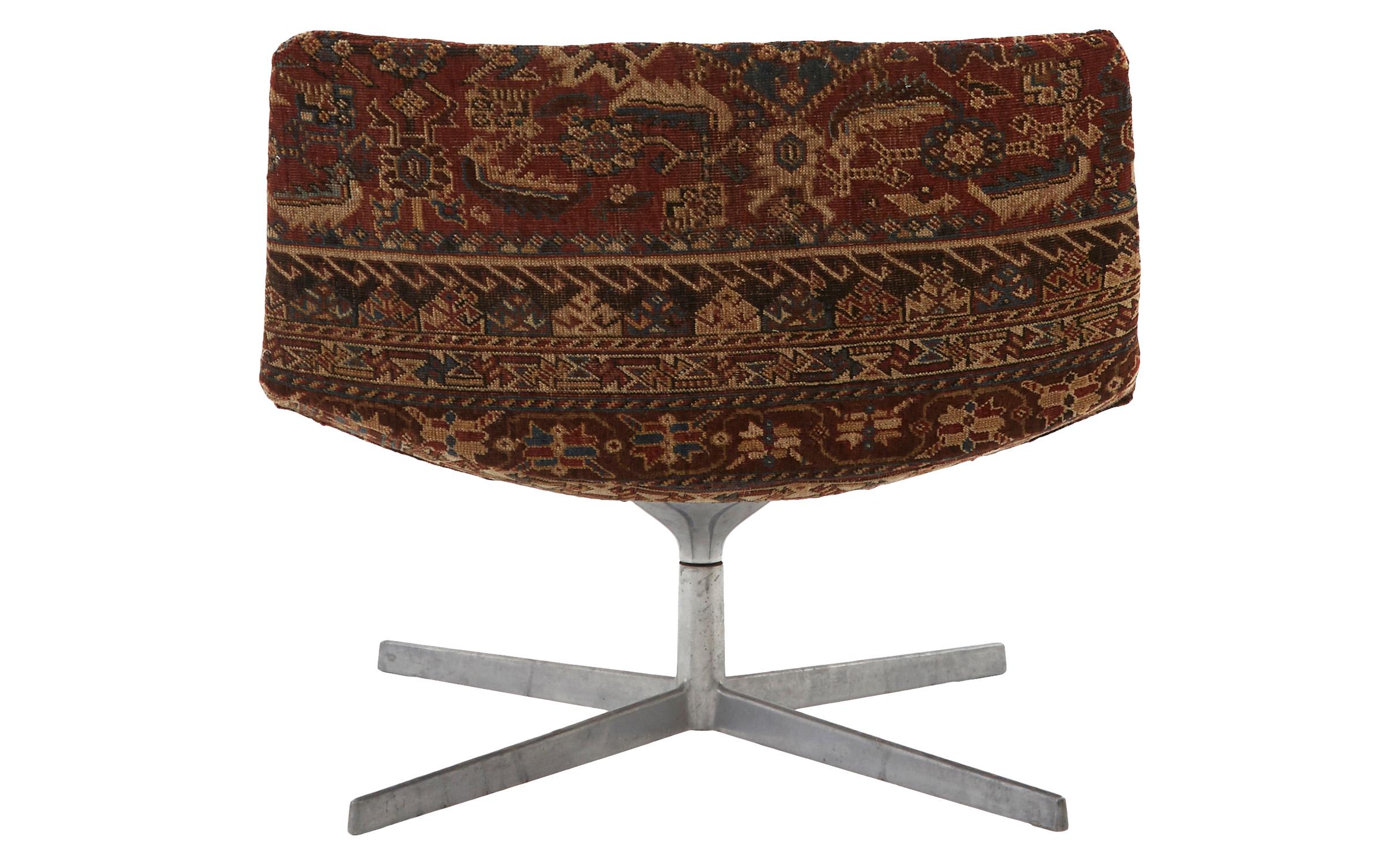 American Swivel Chair Reupholstered with Vintage Rug