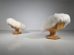 Swivel chairs in long hair sheepskin by Erik Lindgren for Westnofa, 1970s