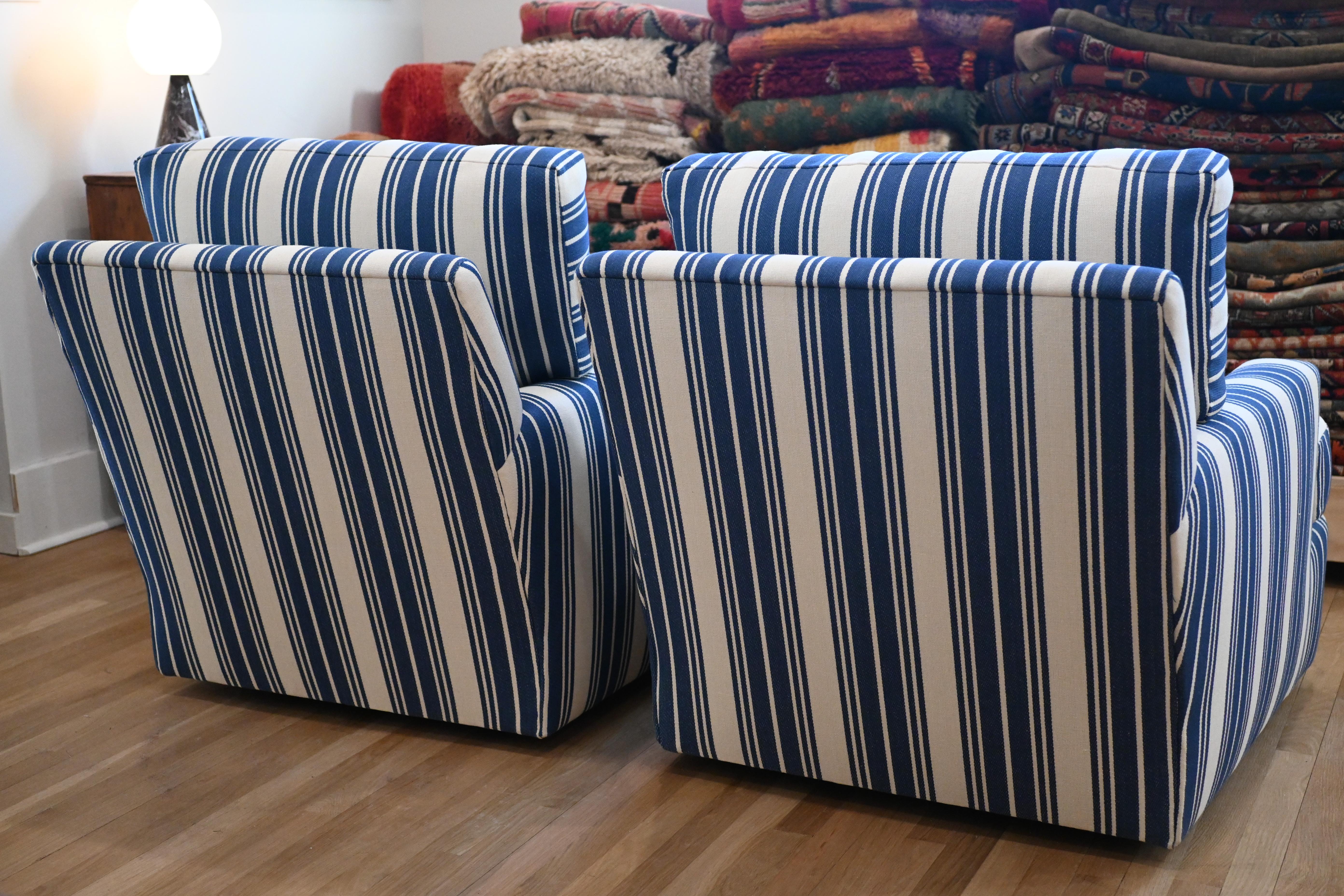 Cotone Sedie girevoli in Scalamandre Stripe in vendita
