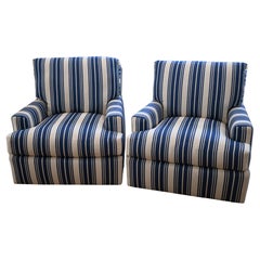 Swivel Chairs in Scalamandre Stripe