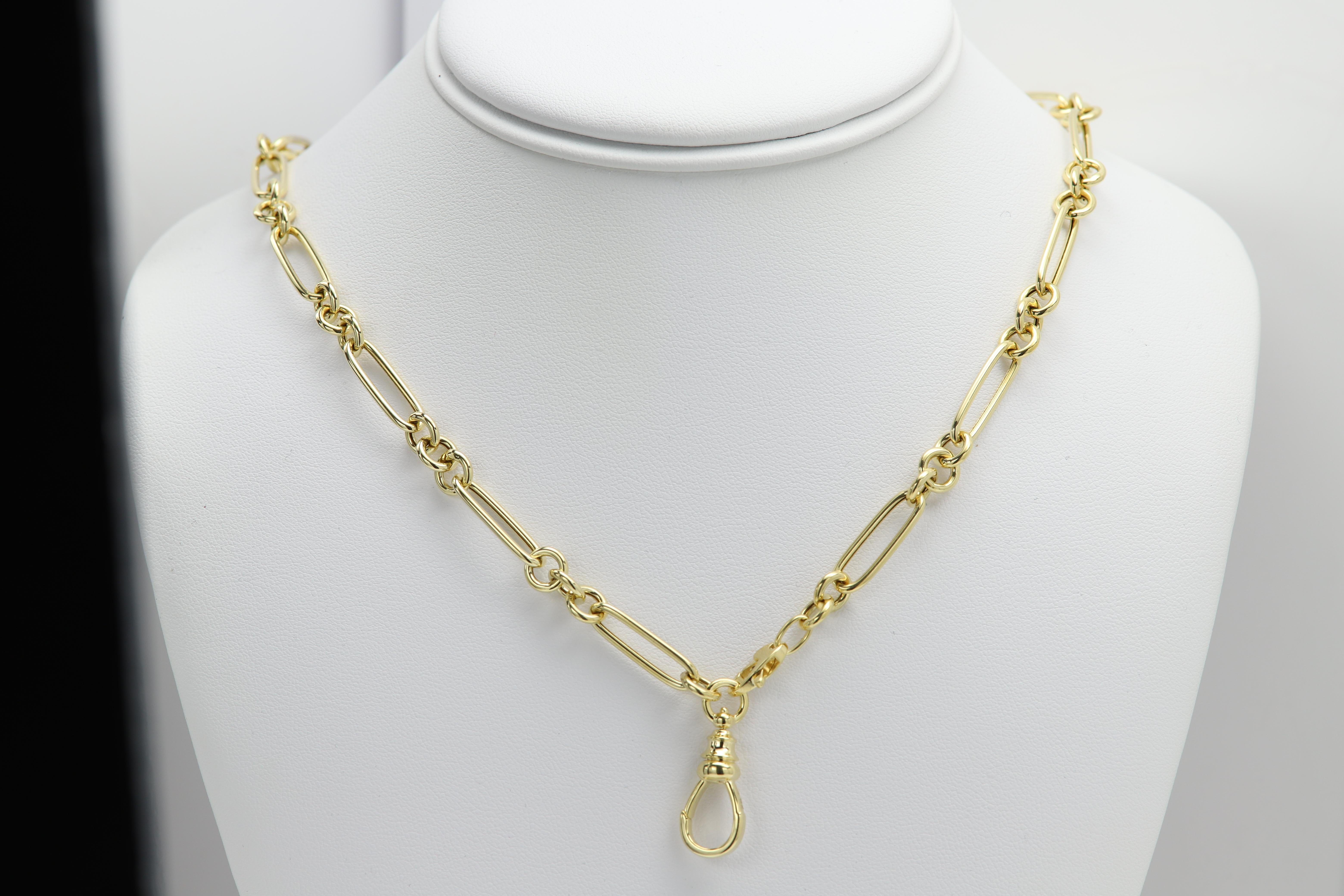 Chaîne de collier à fermoir pivotant à breloque italienne à maillons en or 14 carats en vente 8