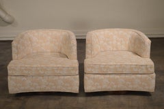 Swivel Club Chairs by Harvey Probber on Walnut Plinth Bases