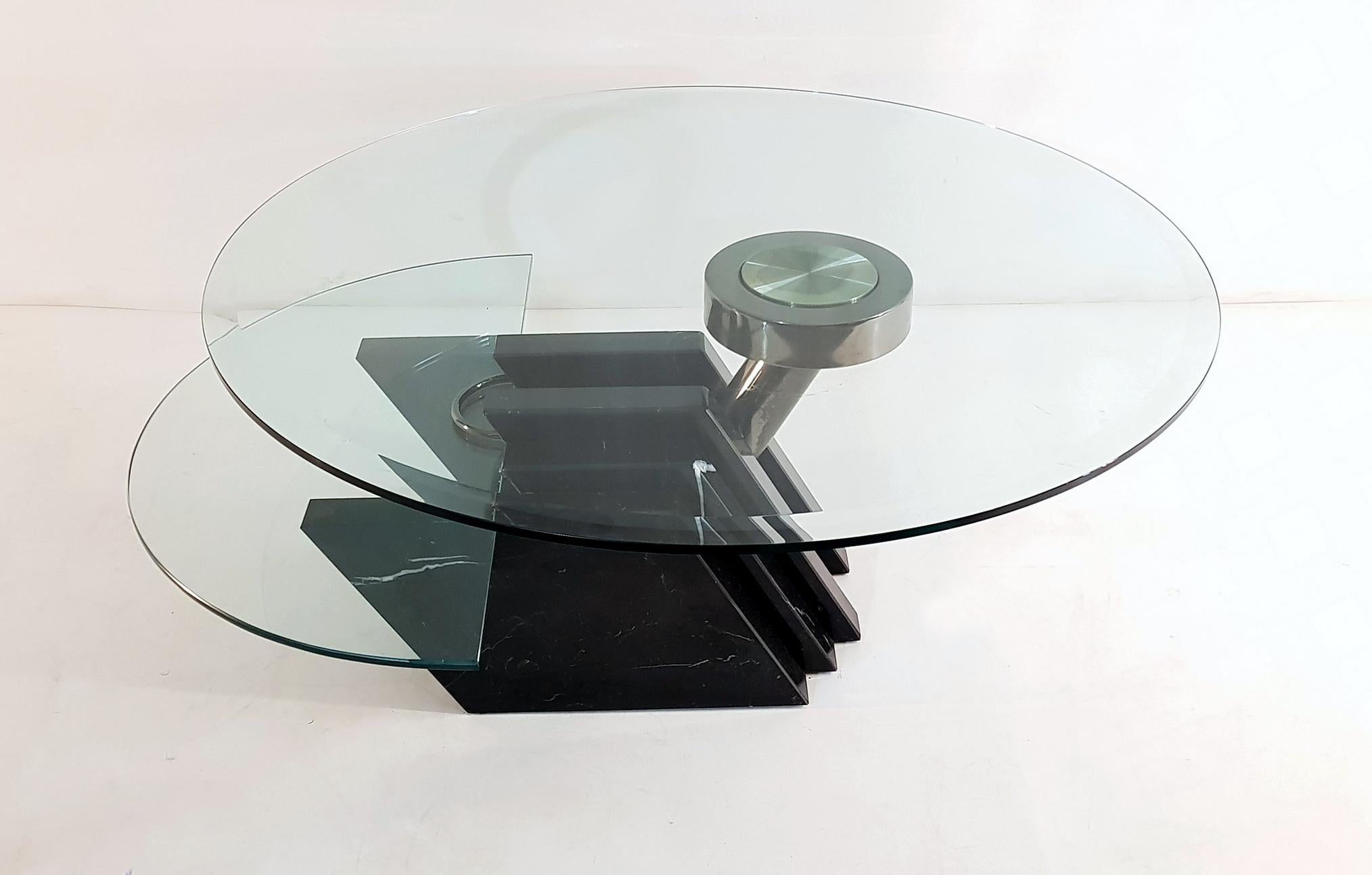 glass swivel coffee table