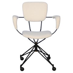 Chaise de bureau pivotante de Gastone Rinaldi pour Rima en boucle blanche, Italie, années 1950
