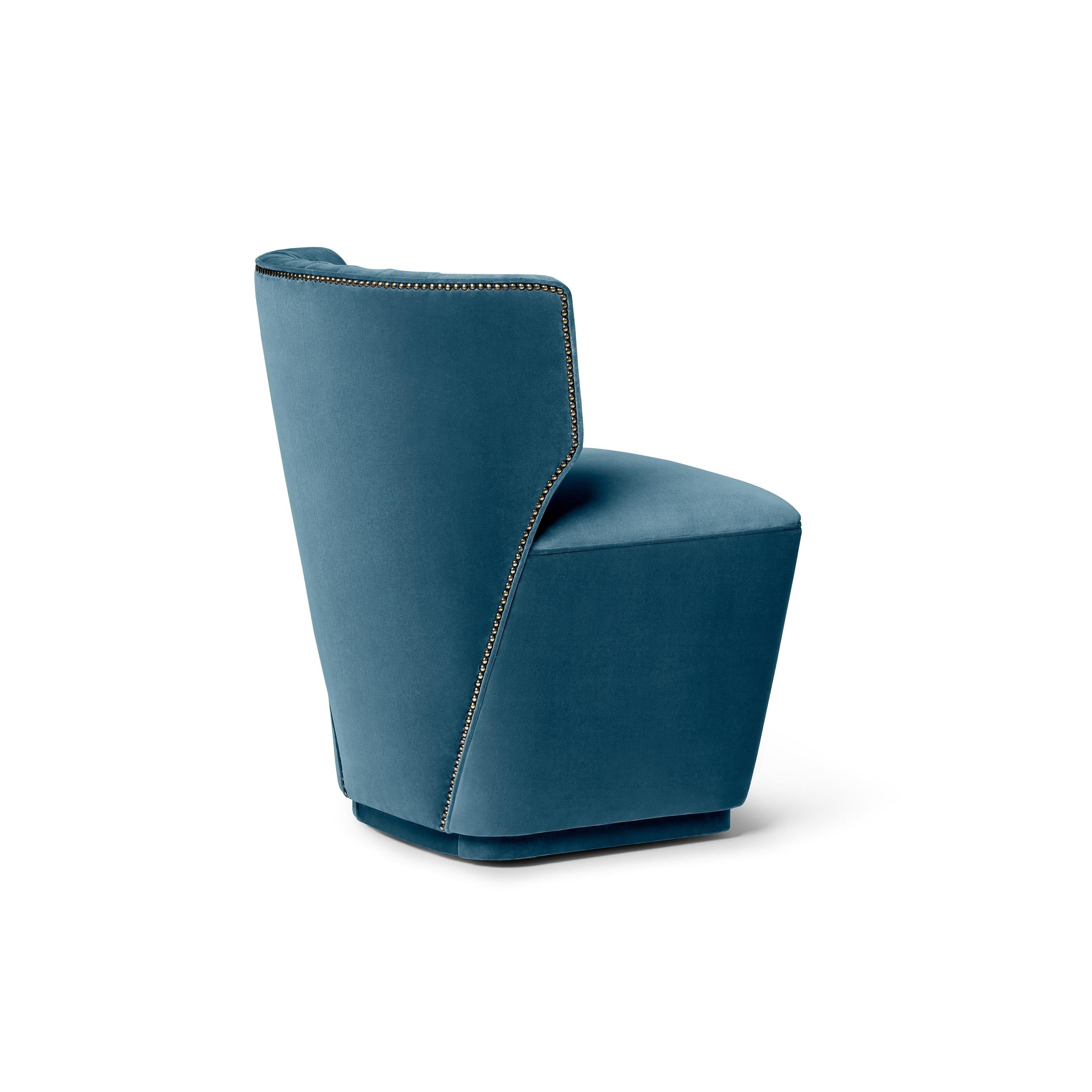Modern Swivel Dining Chair with Seaming Details on the Back For Sale