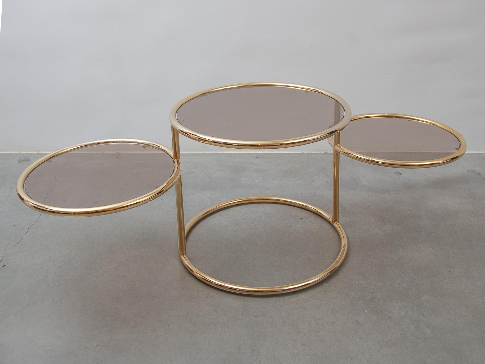 Swivel Glass, Brass Round Coffee Table by Milo Baughman for Morex, Italy, 1970s 4