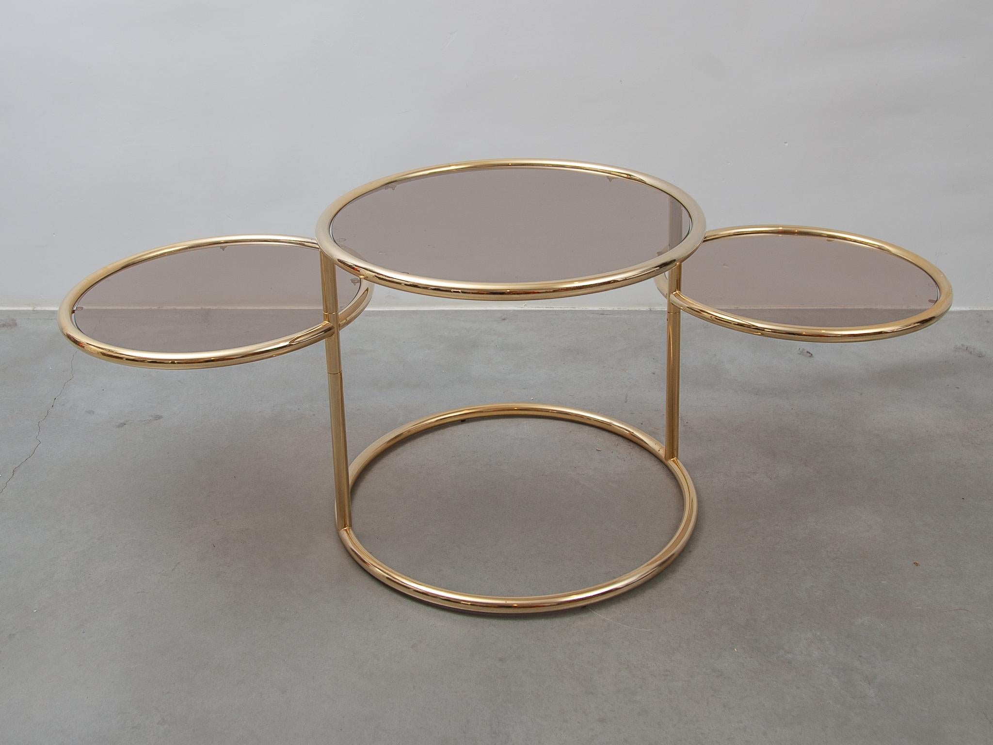 Swivel Glass, Brass Round Coffee Table by Milo Baughman for Morex, Italy, 1970s 5