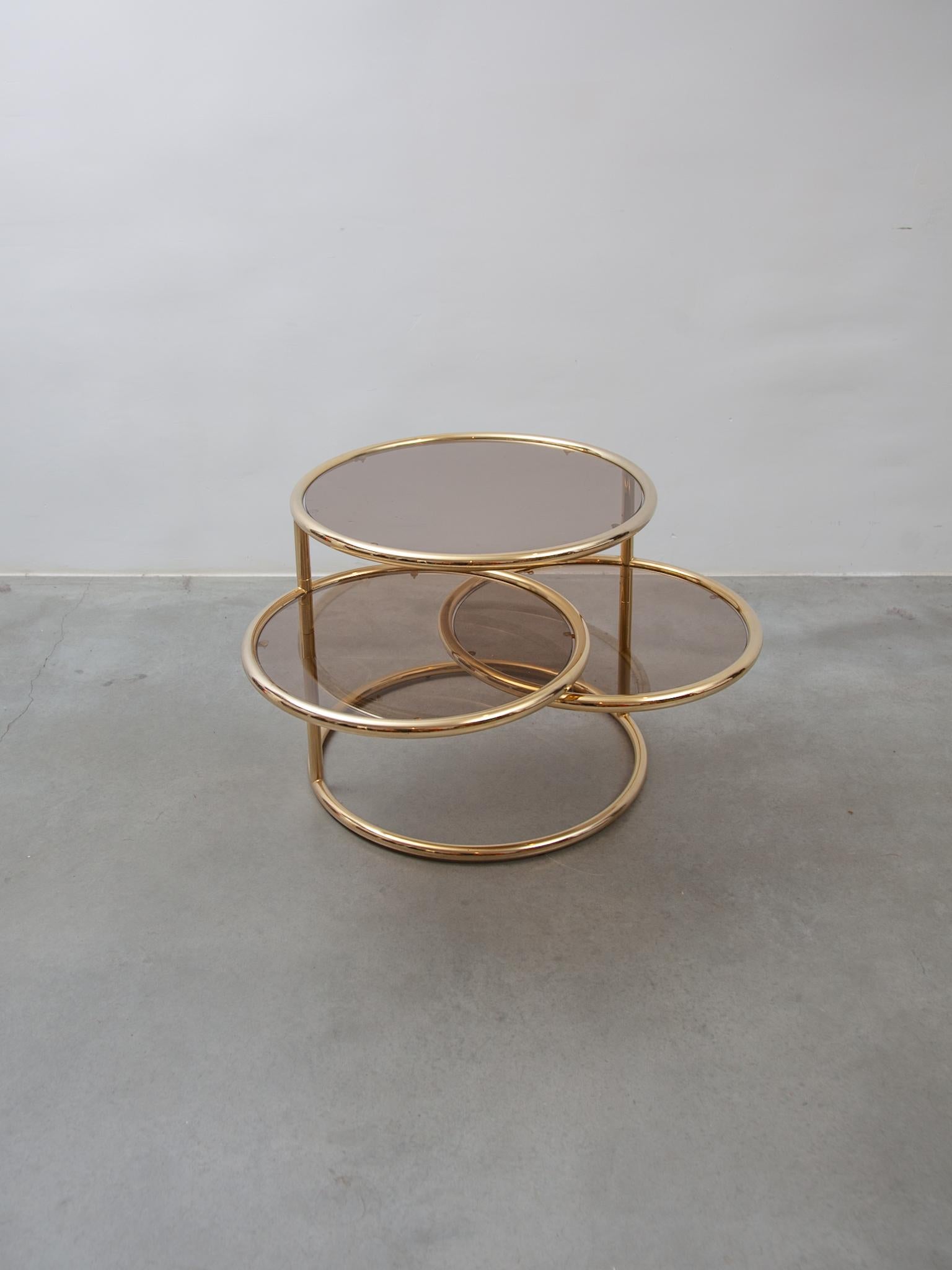 Swivel Glass, Brass Round Coffee Table by Milo Baughman for Morex, Italy, 1970s 6
