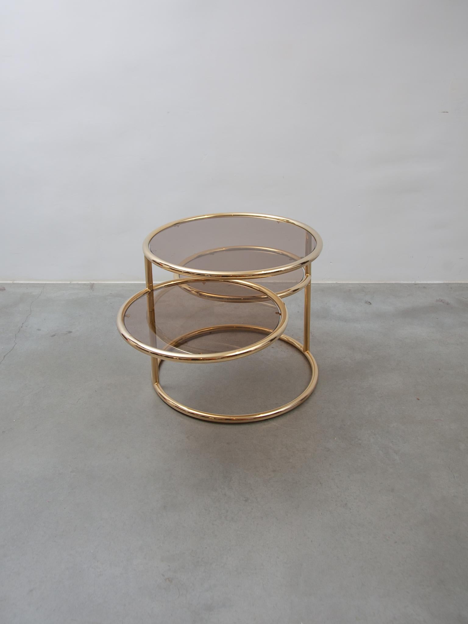 Swivel Glass, Brass Round Coffee Table by Milo Baughman for Morex, Italy, 1970s 7