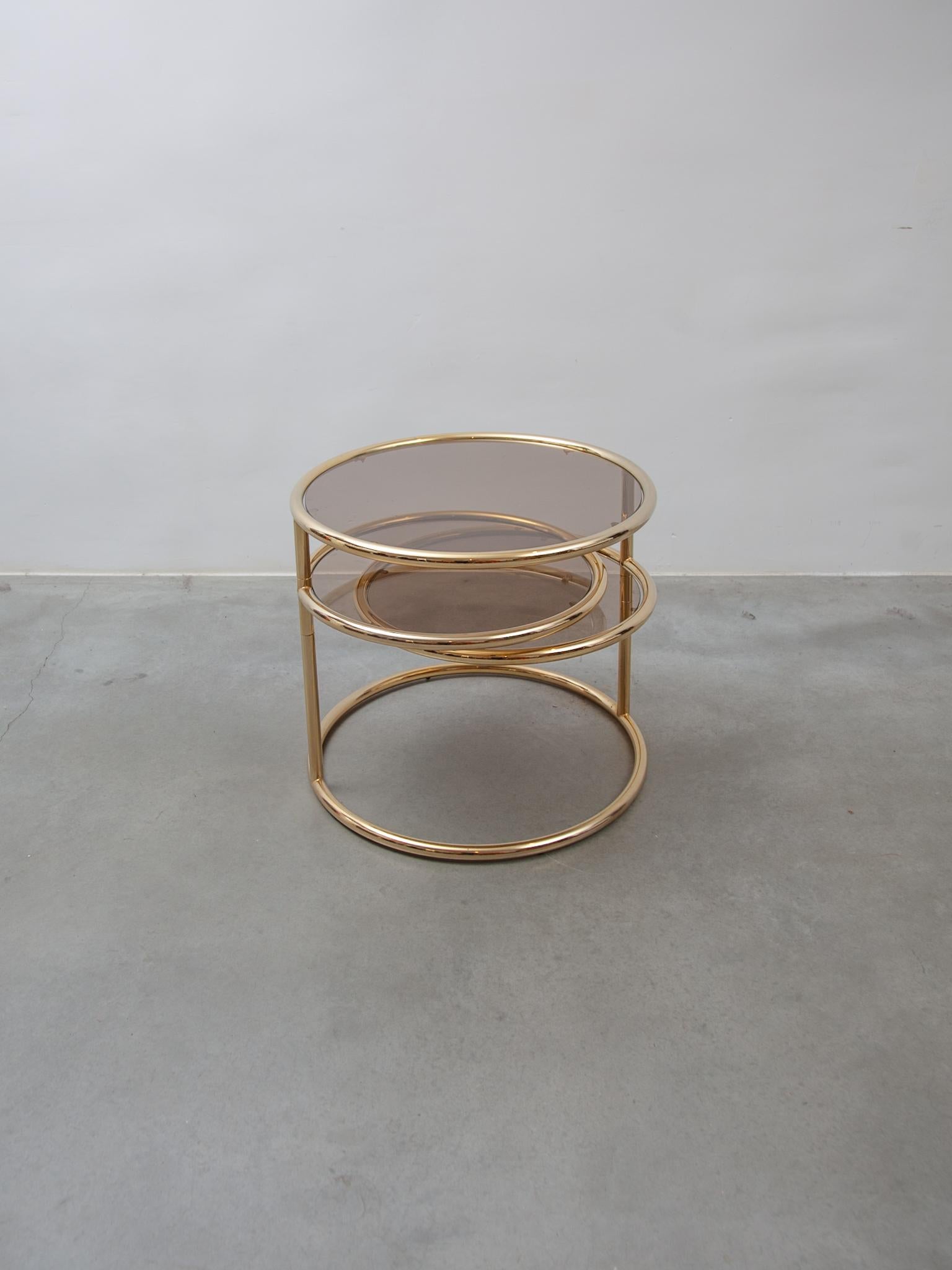 Swivel Glass, Brass Round Coffee Table by Milo Baughman for Morex, Italy, 1970s 8