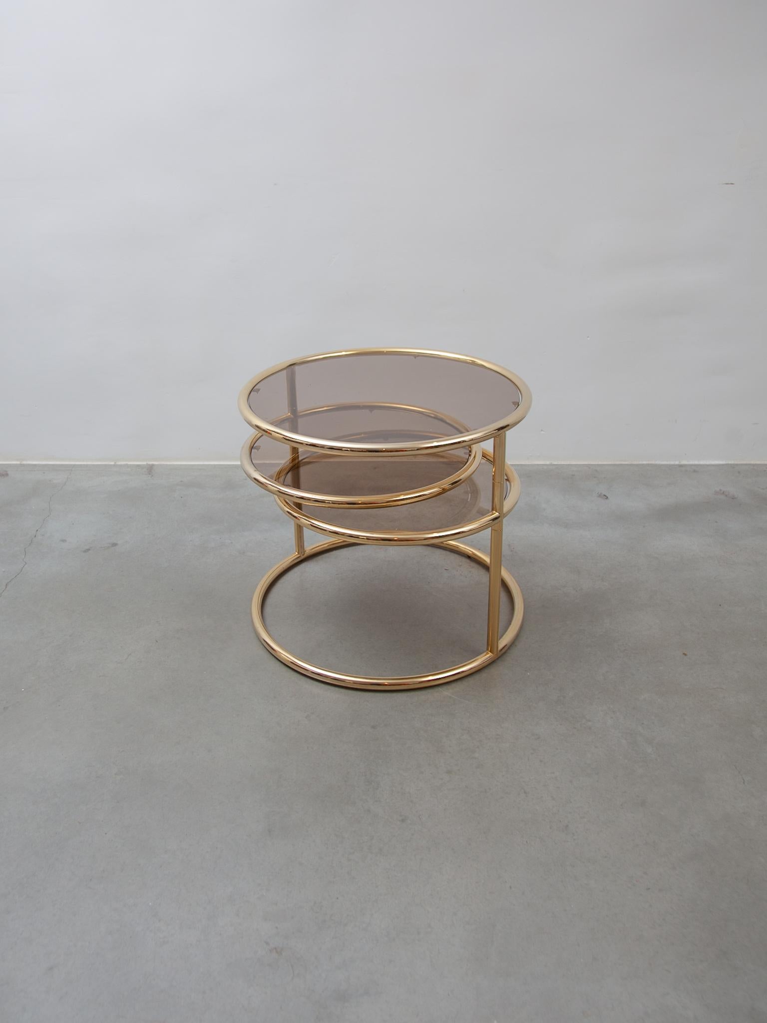 Swivel Glass, Brass Round Coffee Table by Milo Baughman for Morex, Italy, 1970s 9