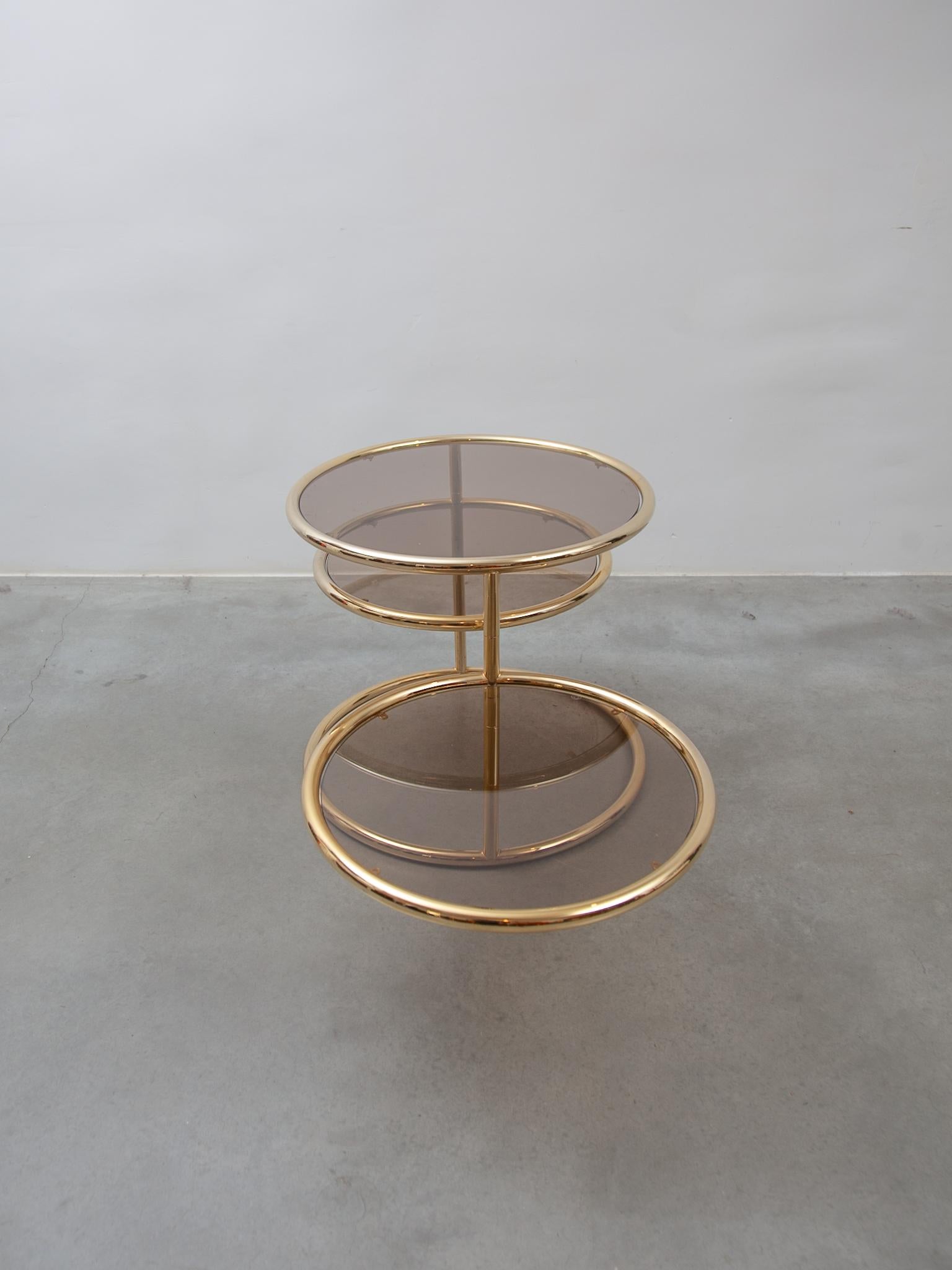 Swivel Glass, Brass Round Coffee Table by Milo Baughman for Morex, Italy, 1970s 11