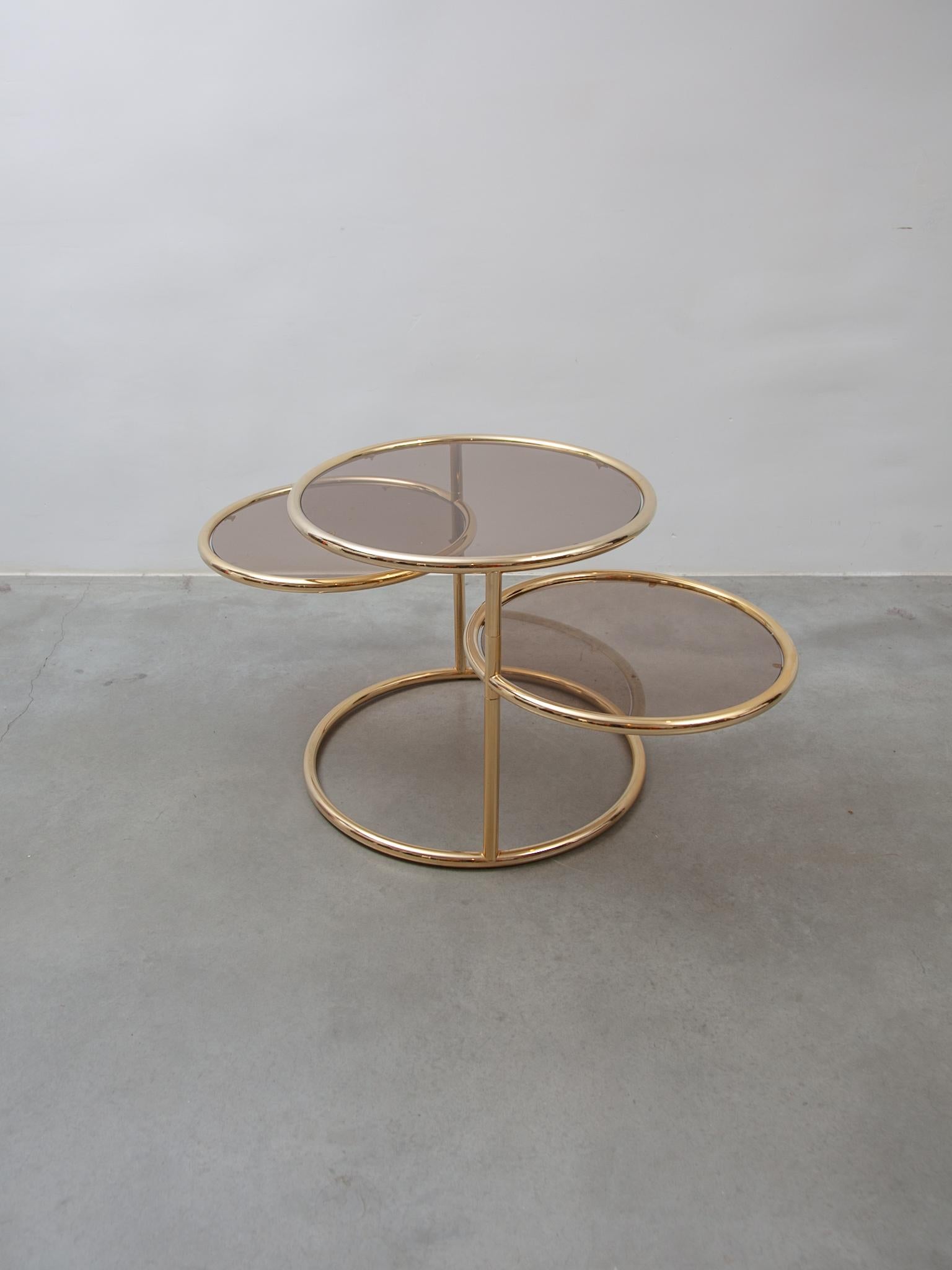 Swivel Glass, Brass Round Coffee Table by Milo Baughman for Morex, Italy, 1970s 12