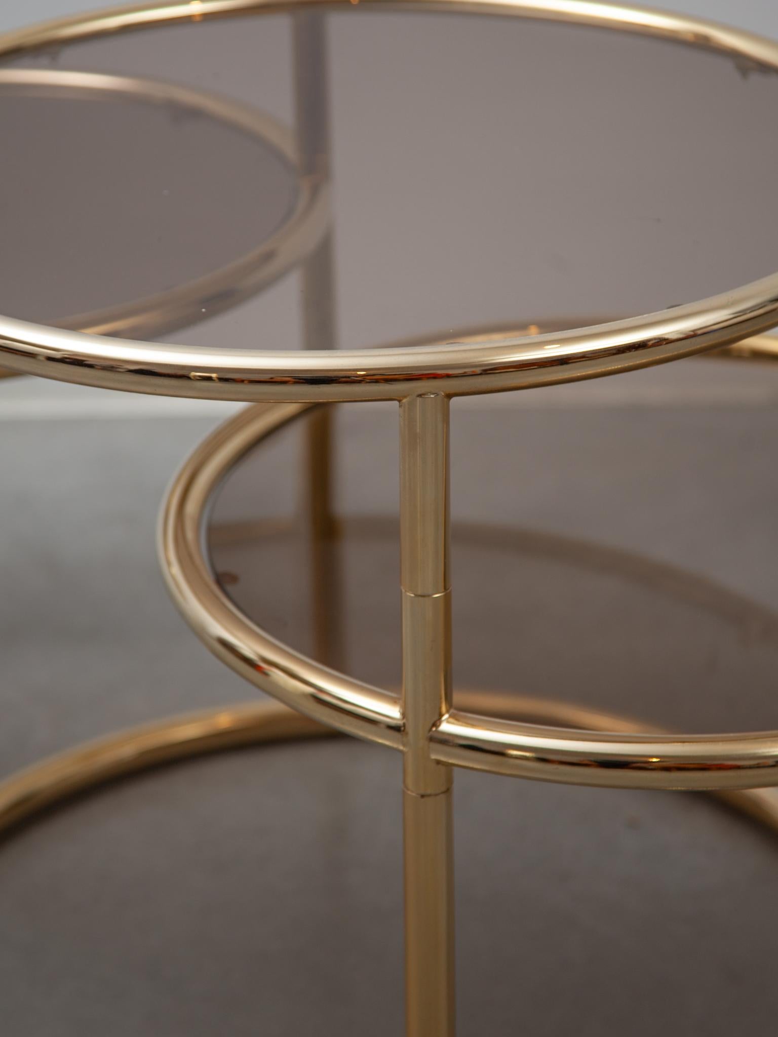 Swivel Glass, Brass Round Coffee Table by Milo Baughman for Morex, Italy, 1970s 13