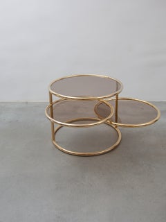 Runder Couchtisch aus drehbarem Glas und Messing von Milo Baughman für Morex, Italien, 1970er Jahre