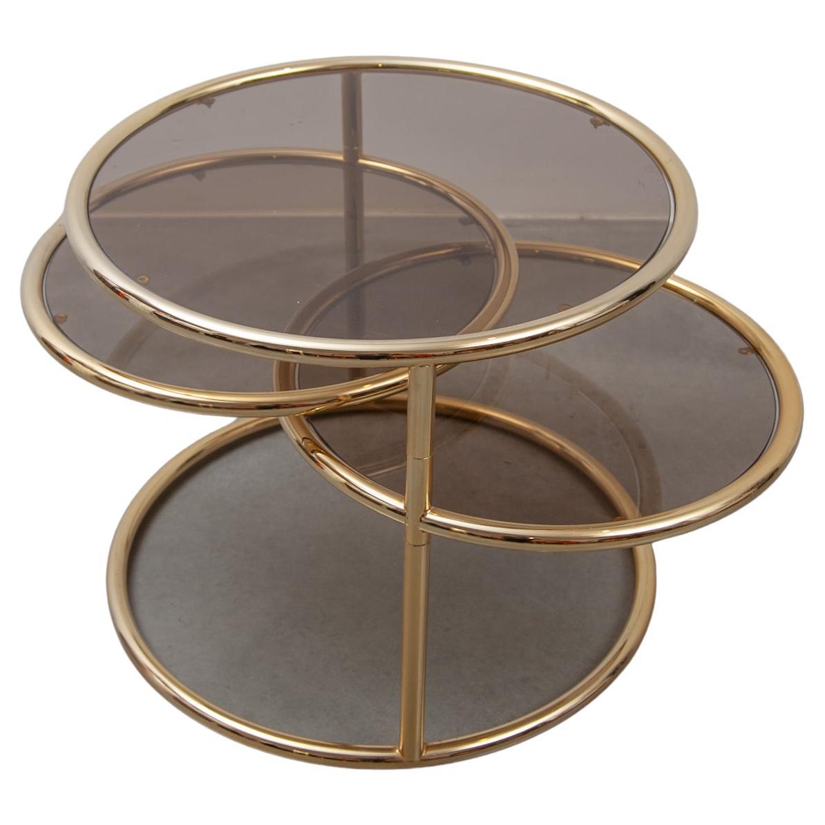 Late 20th Century Swivel Glass, Brass Round Coffee Table by Milo Baughman for Morex, Italy, 1970s