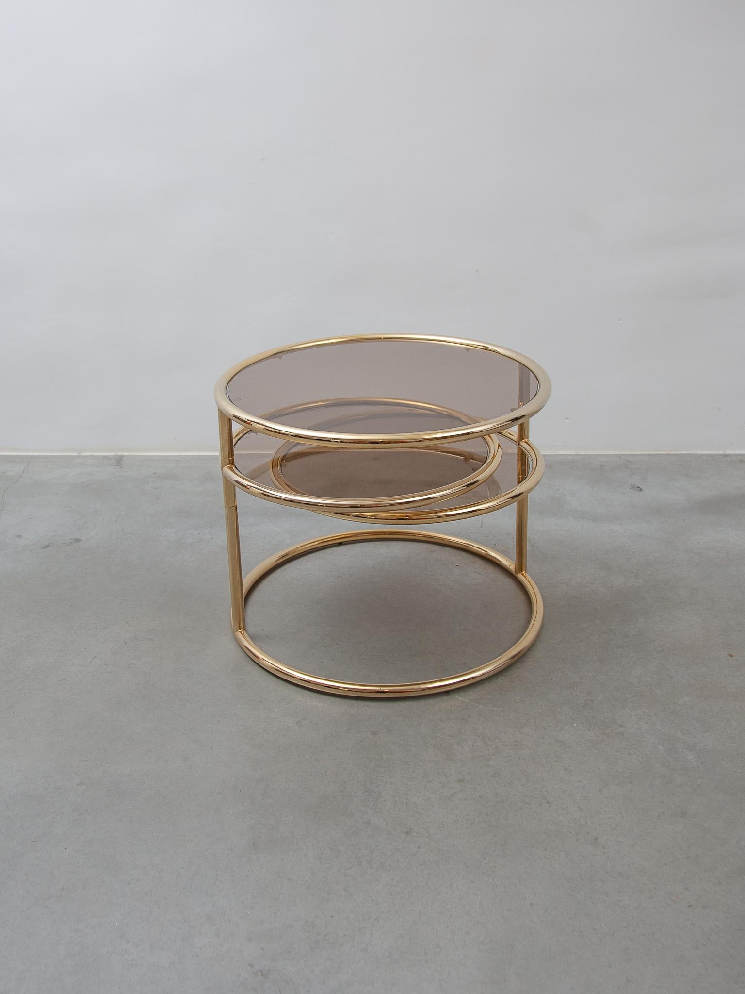 Swivel Glass, Brass Round Coffee Table by Milo Baughman for Morex, Italy, 1970s 3
