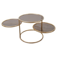Table basse ronde pivotante en laiton de Milo Baughman pour Morex, Italie, 1970