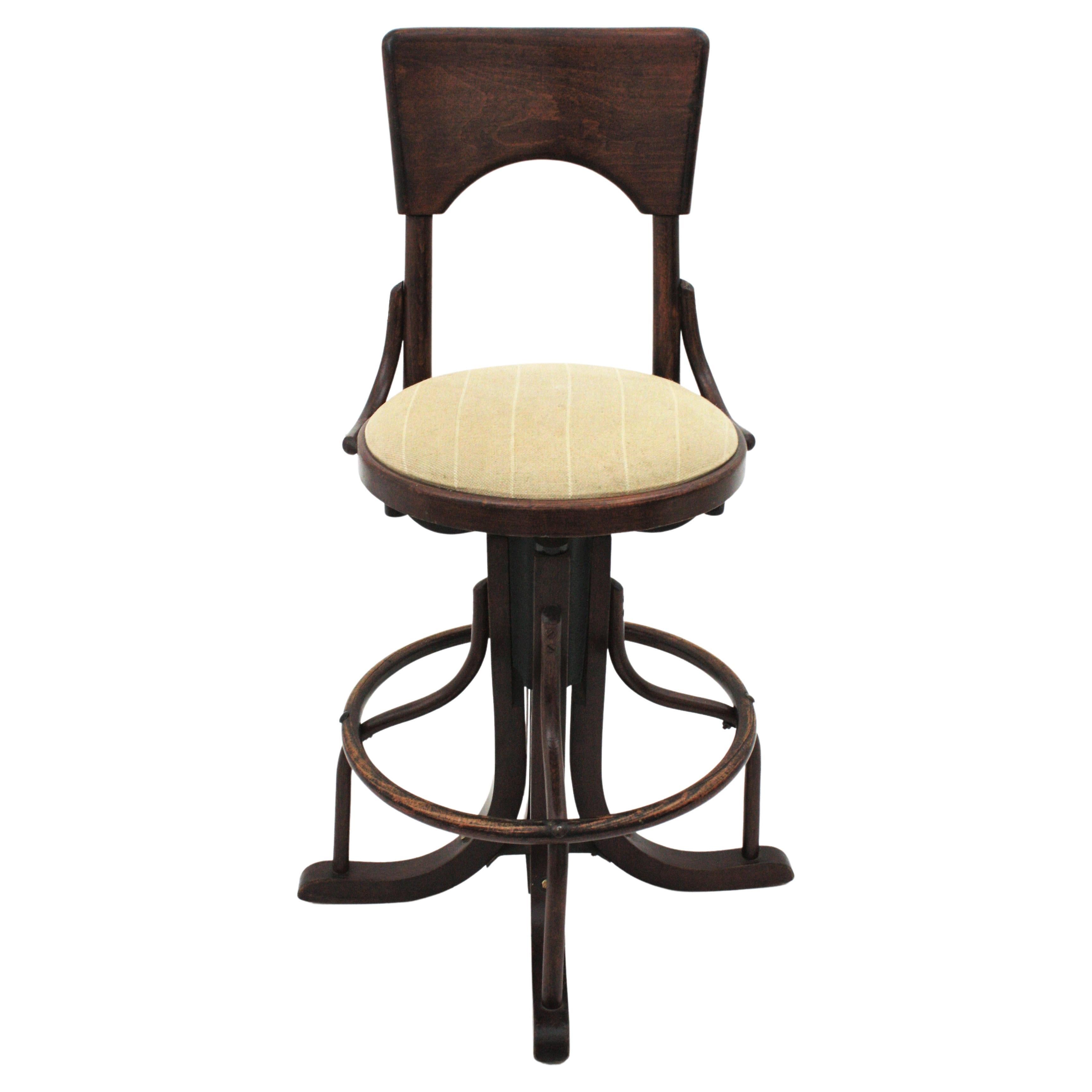 Swivel High Stool in Bentwood