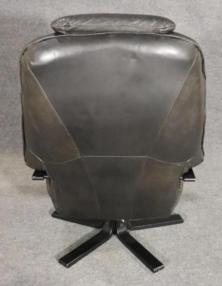 Swivel Leather Lounge W/ Ottoman For Sale 1