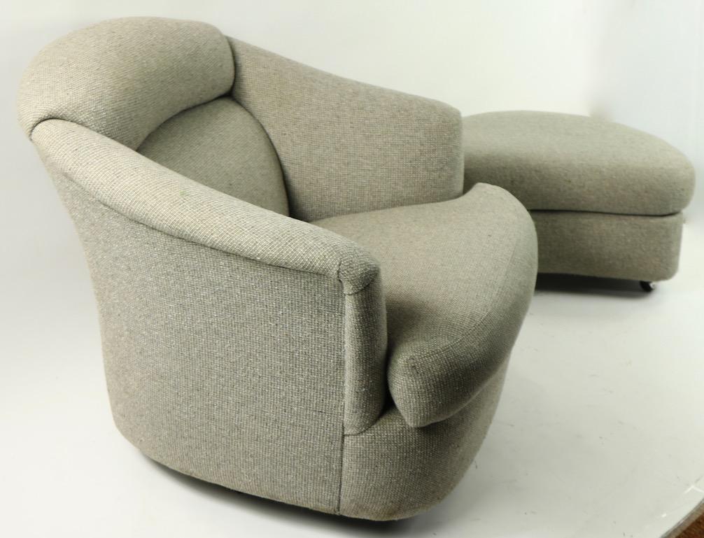 20th Century Swivel Lounge Chair and Ottoman by Directional