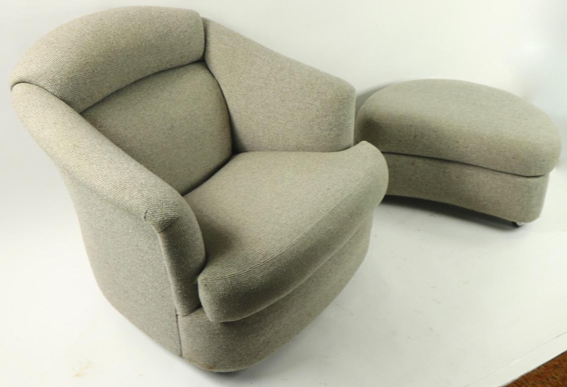 Upholstery Swivel Lounge Chair and Ottoman by Directional