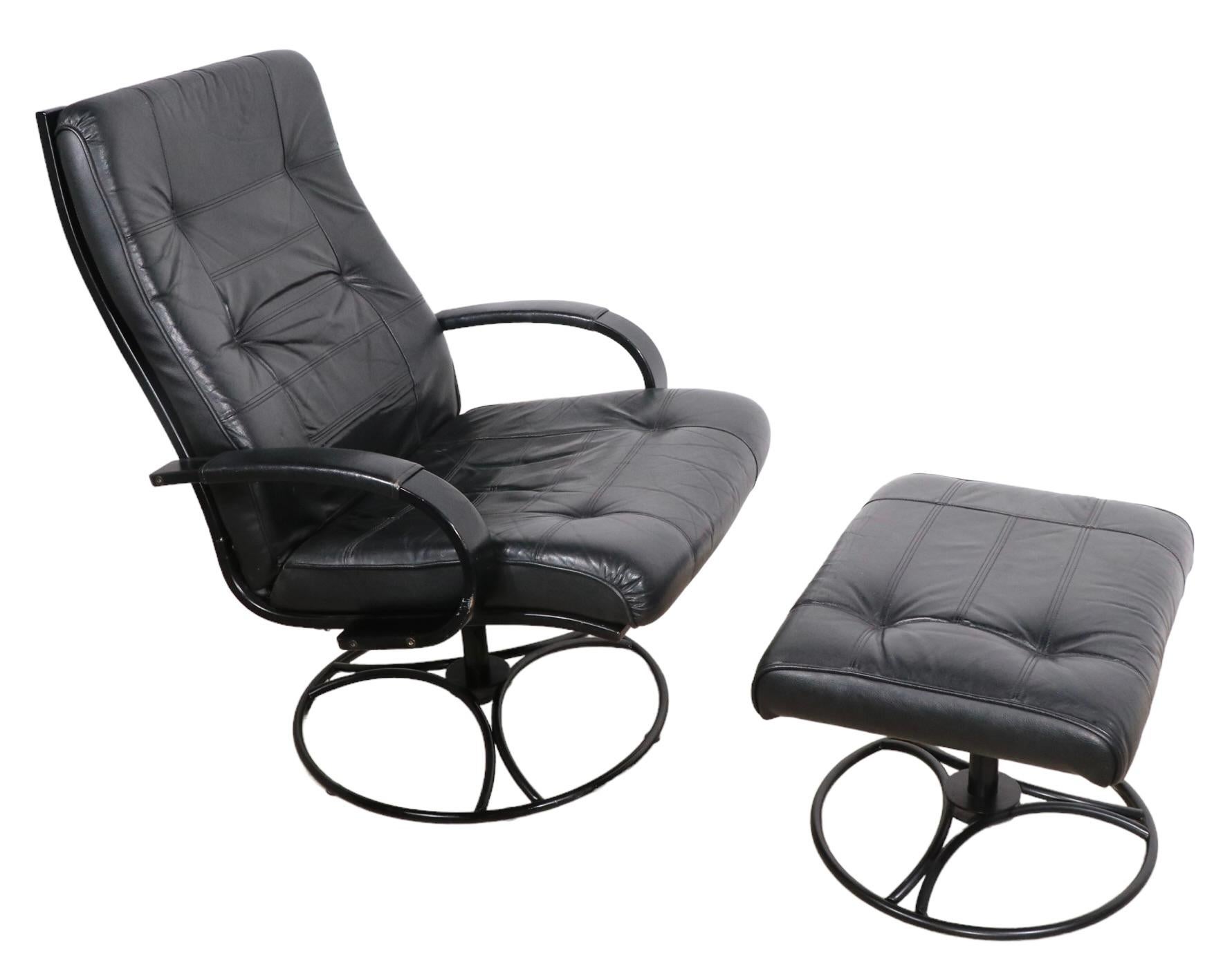 Swivel Lounge Chair and Ottoman Made in Sweden by IKEA c 1970/1980's For Sale 4