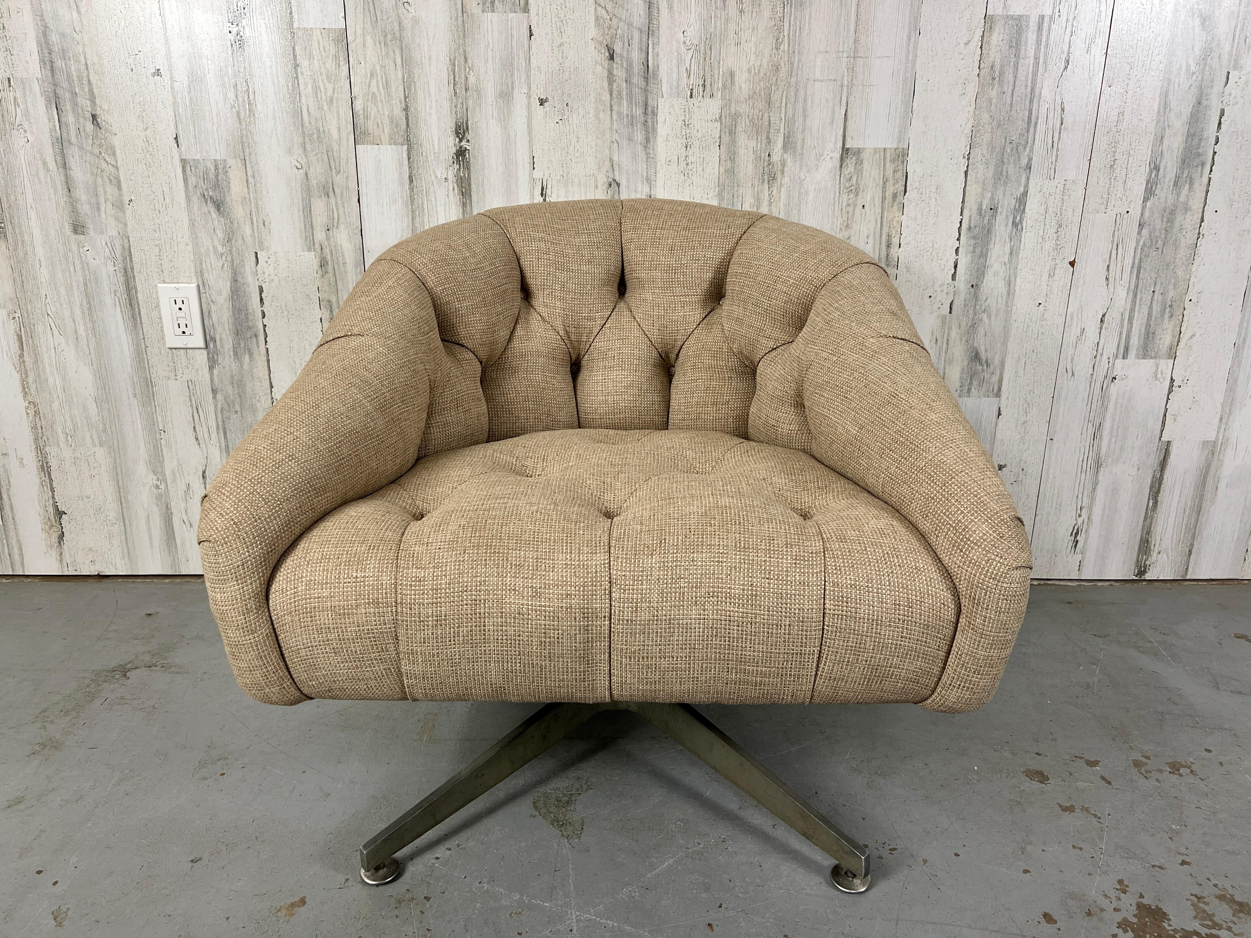 Swivel tufted lounge chair by Ward Bennett for Lehigh Leopold.