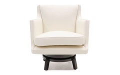 Swivel Lounge Chair, Edward Wormley for Dunbar, Almost White, Expertly Restored