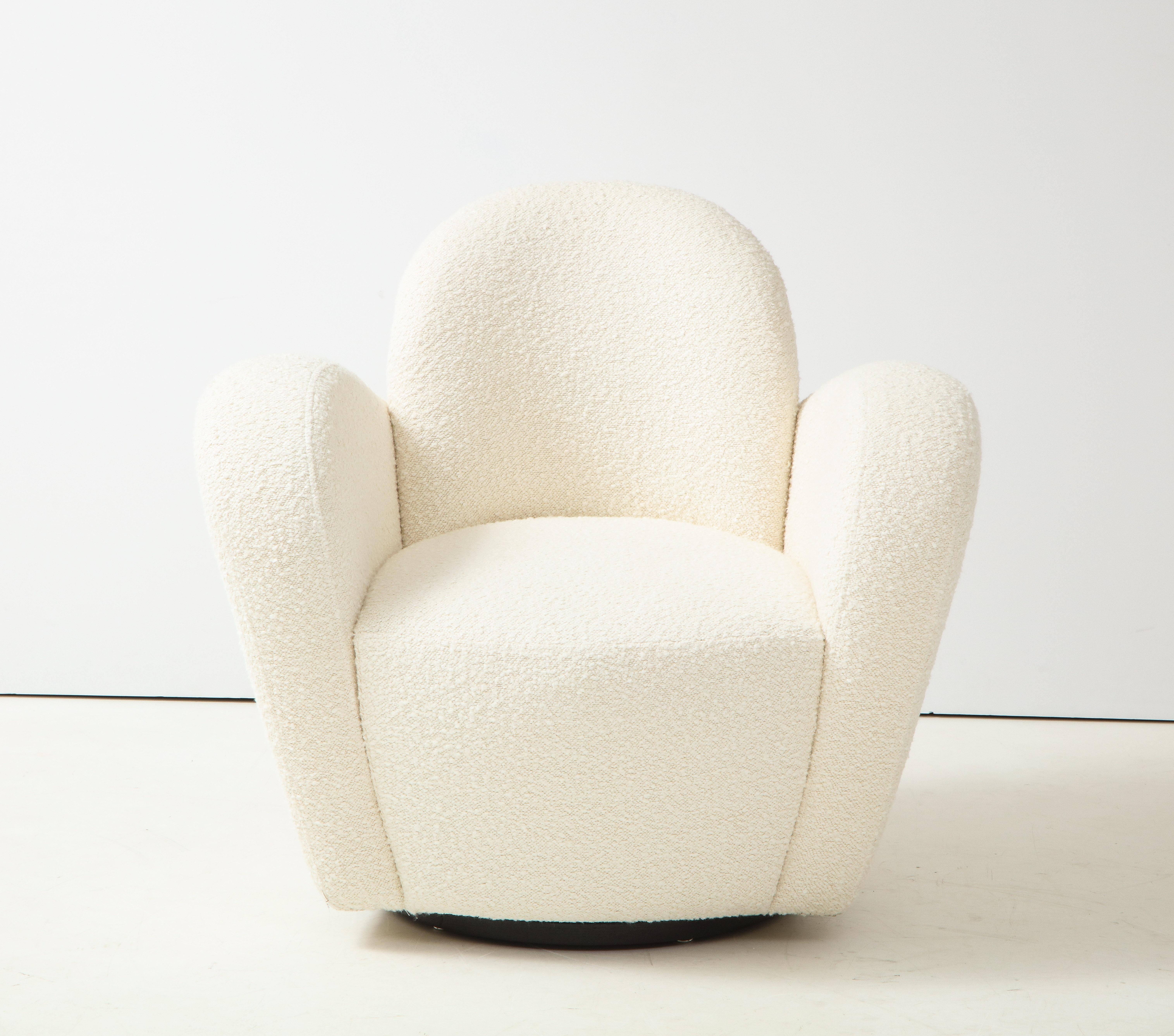 Swivel Lounge Chair in Ivory Bouclé by Michael Wolk for Directional 1