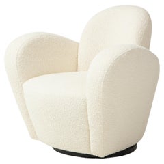 Swivel Lounge Chair in Ivory Bouclé by Michael Wolk for Directional