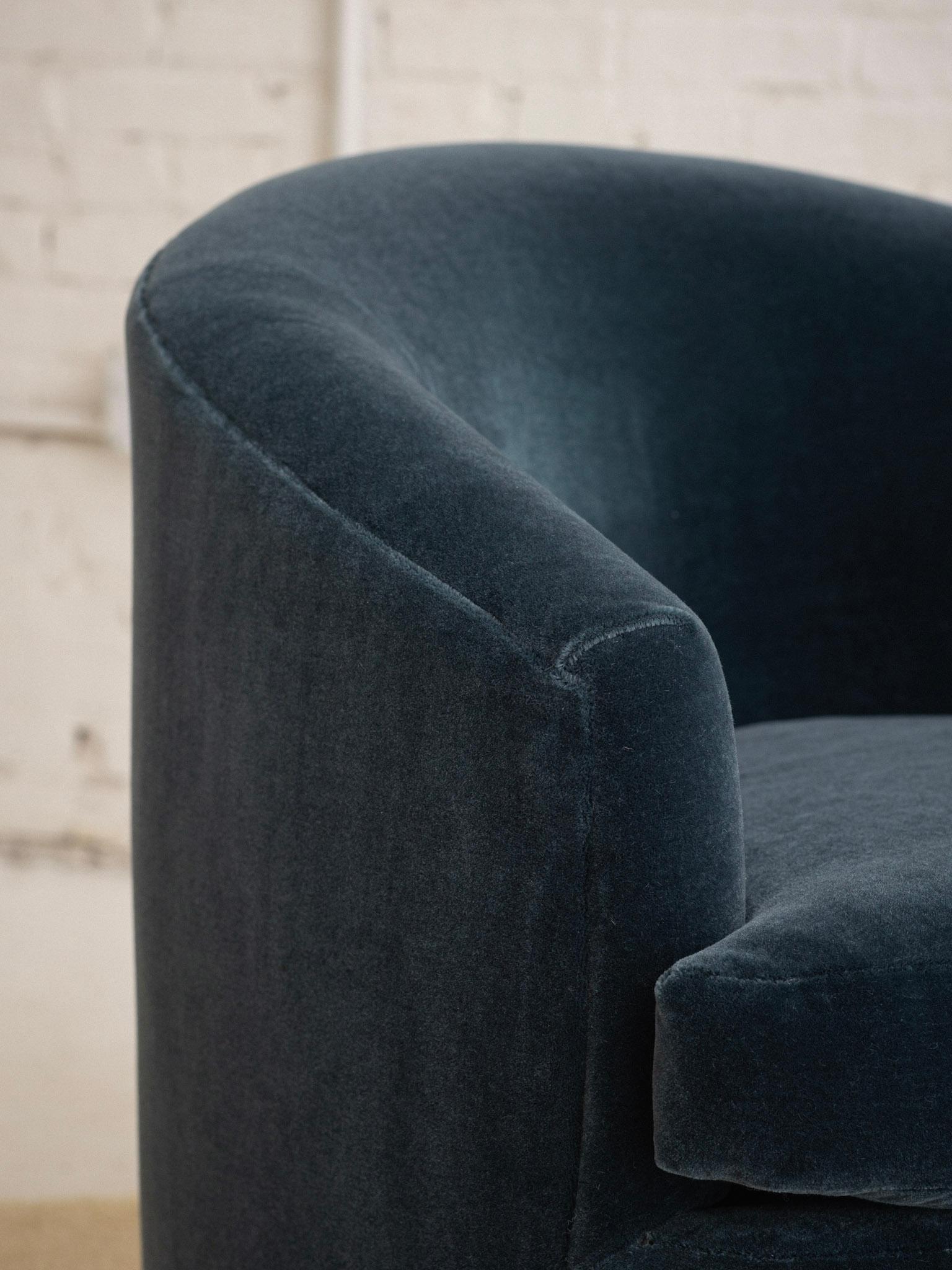 Swivel Lounge Chair in Teal Mohair 6