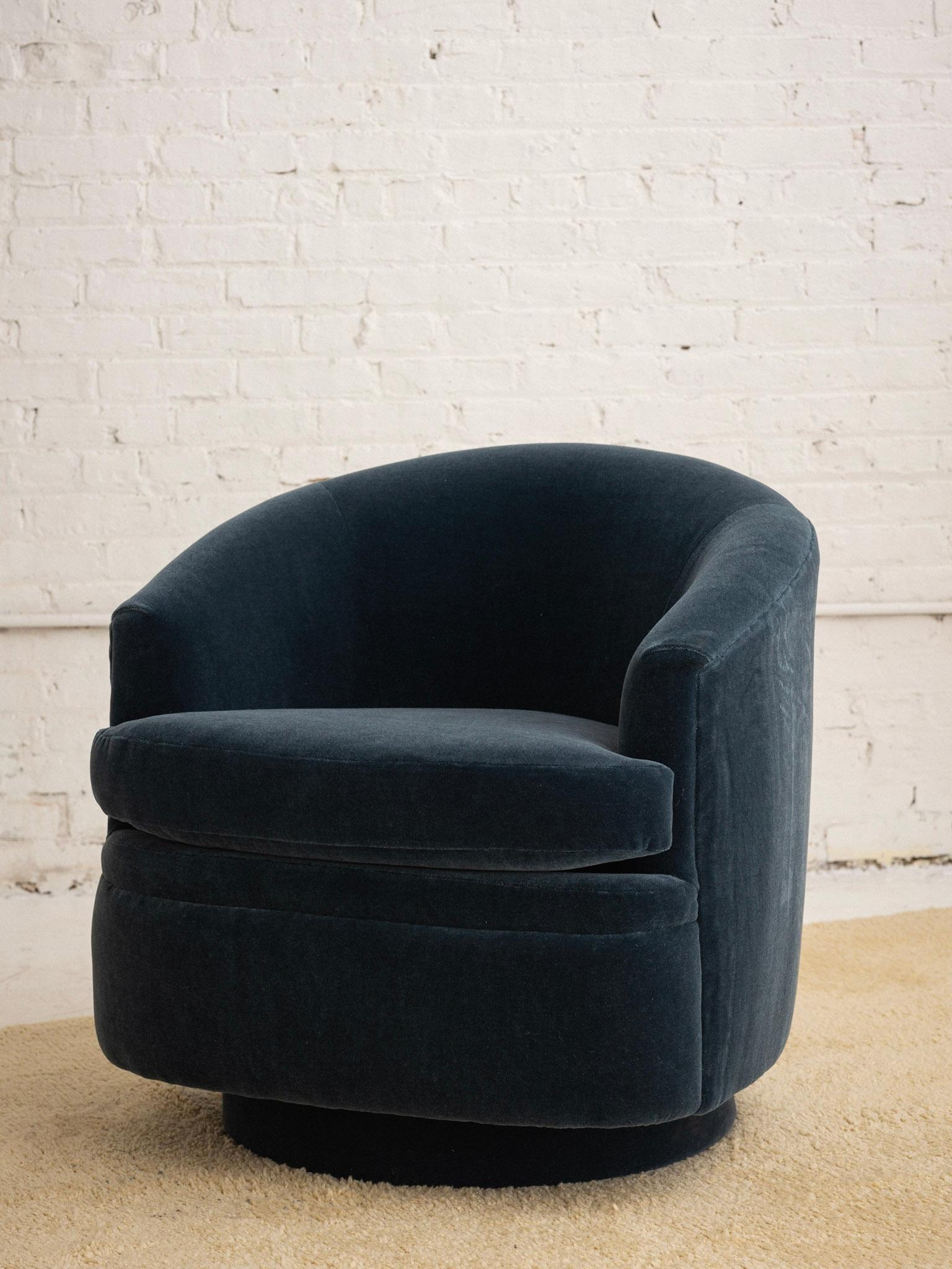 American Swivel Lounge Chair in Teal Mohair