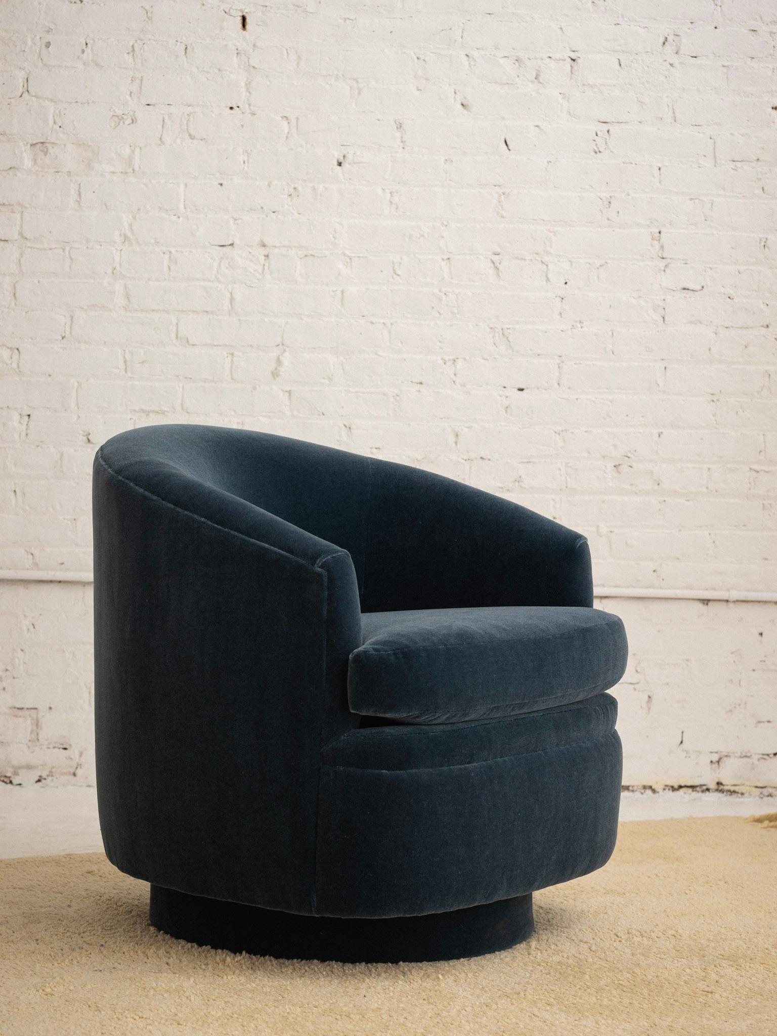 Swivel Lounge Chair in Teal Mohair 1