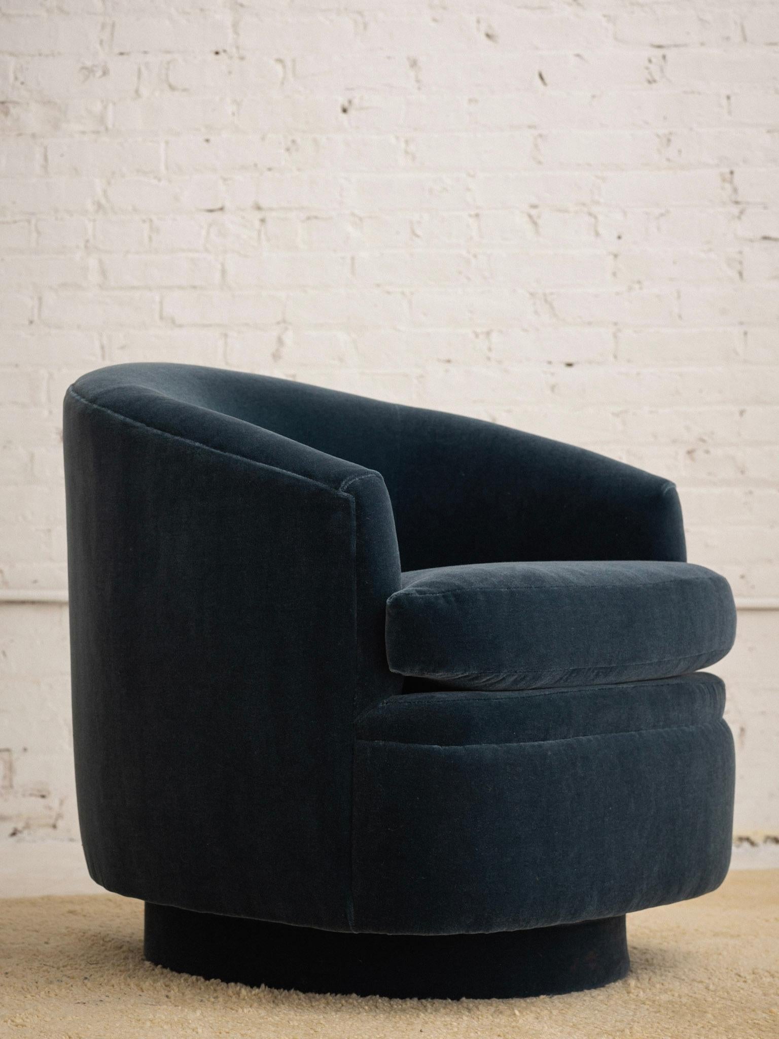 Swivel Lounge Chair in Teal Mohair 2