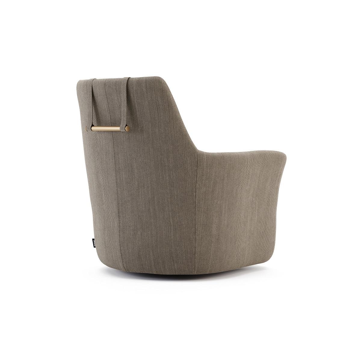 Contemporary Swivel Lounge Chair Made to Order in Faux Leather For Sale