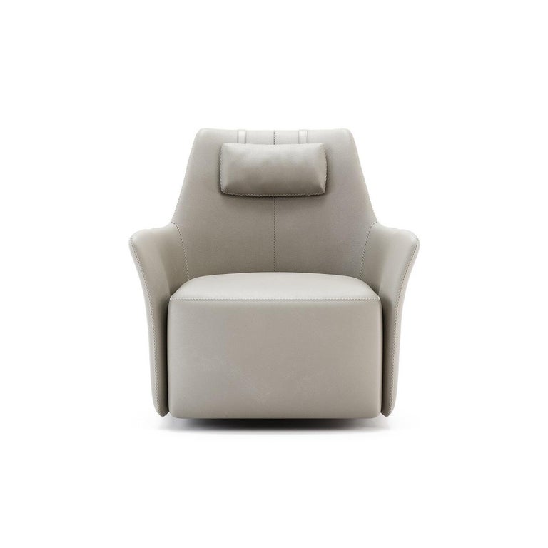 Swivel Lounge Chair Made to Order in Faux Leather For Sale at 1stDibs