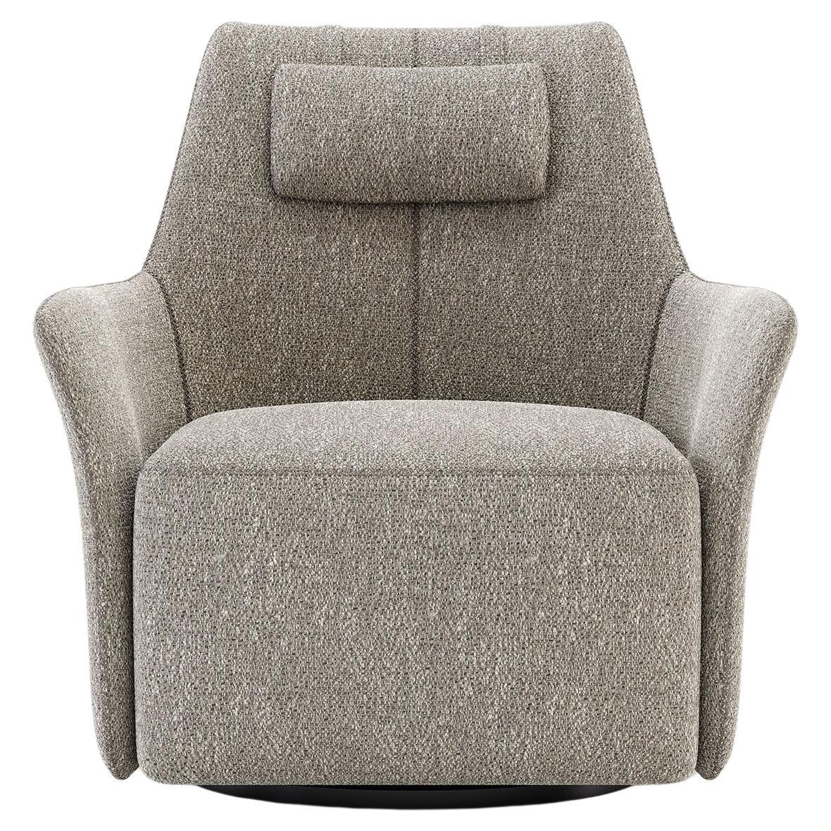 Contemporary Armchair with High Back & Swivel Base