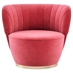 Swivel Armchair Upholstered in Custom Velvet Color