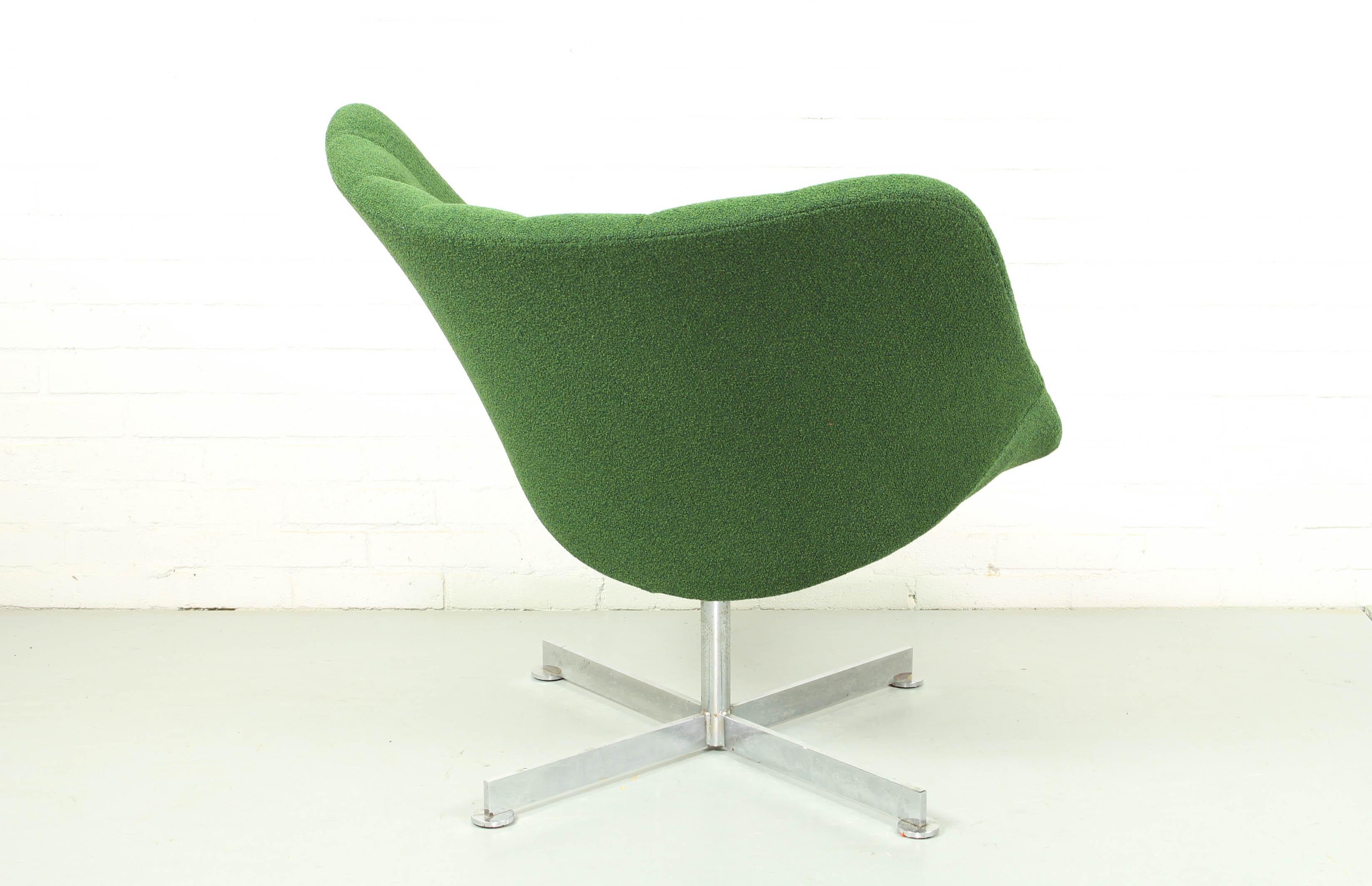 Swivel Lounge Chair with Bamboo Frame by Rudolf Wolf for Rohé Noordwolde 1