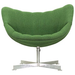 Swivel Lounge Chair with Bamboo Frame by Rudolf Wolf for Rohé Noordwolde