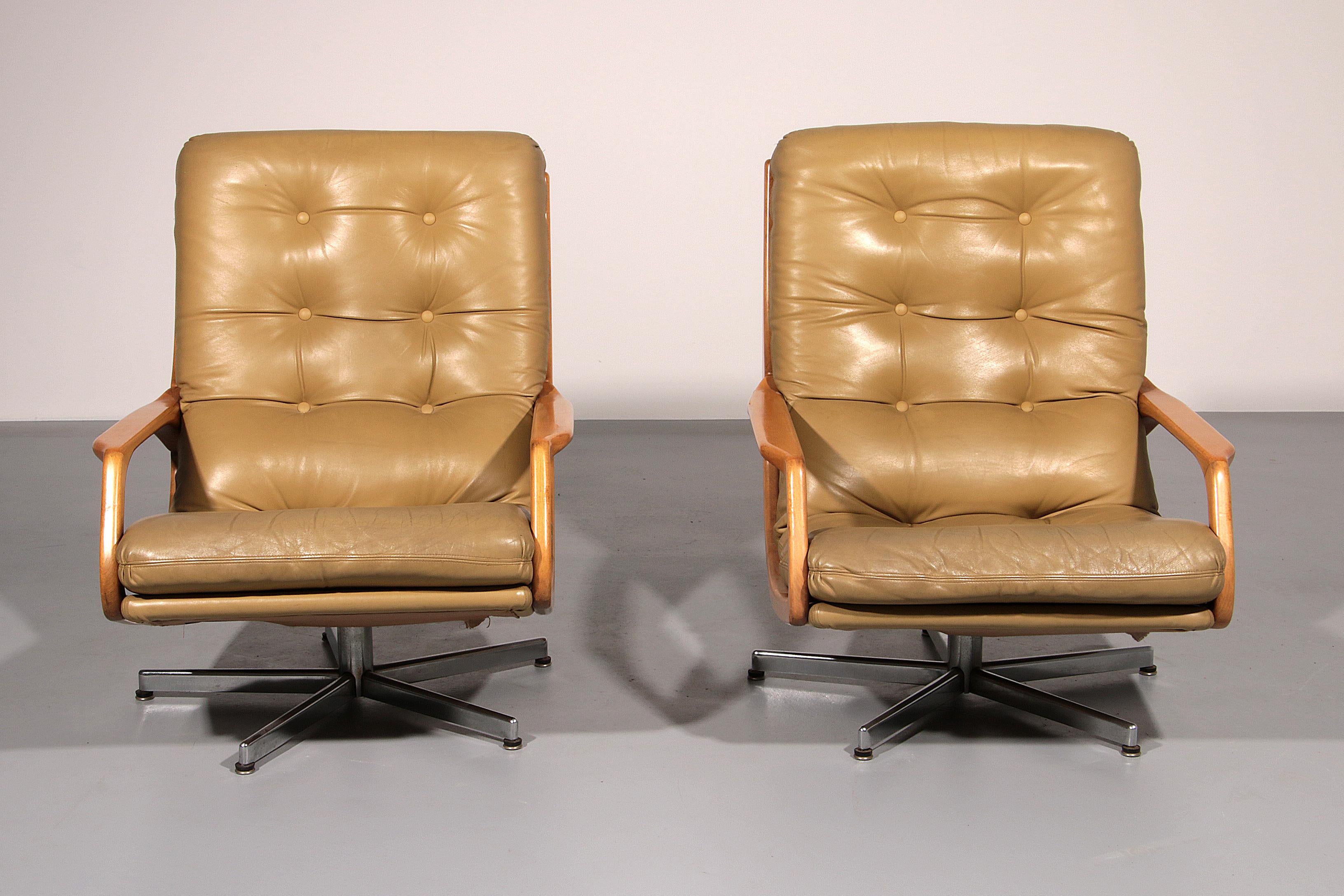 Tedesco Swivel Lounge Chairs by Eugen Schmidt for Soloform 1960 in vendita