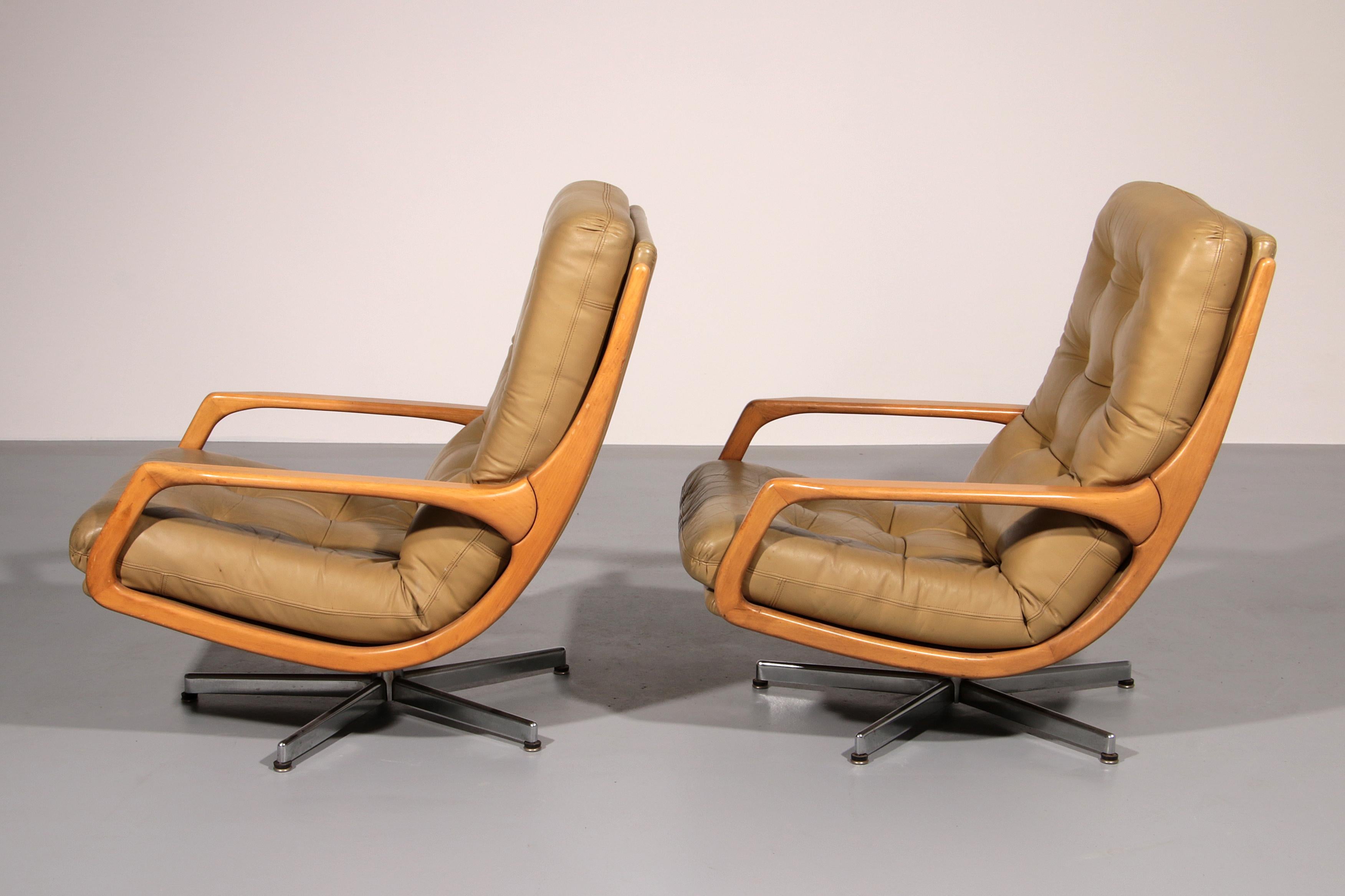 Swivel Lounge Chairs by Eugen Schmidt for Soloform 1960 In condizioni buone in vendita a Oirlo, LI