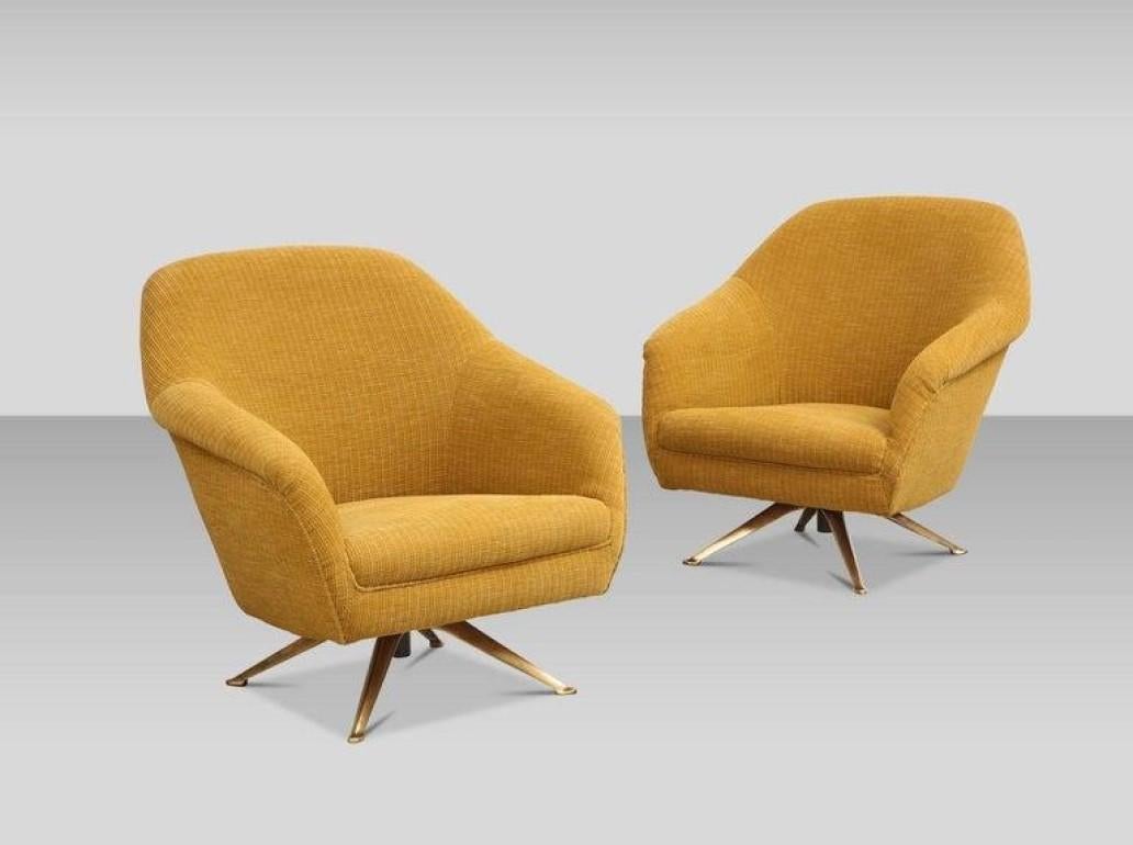 Italian Swivel Lounge Chairs by Osvaldo Borsani for ABV