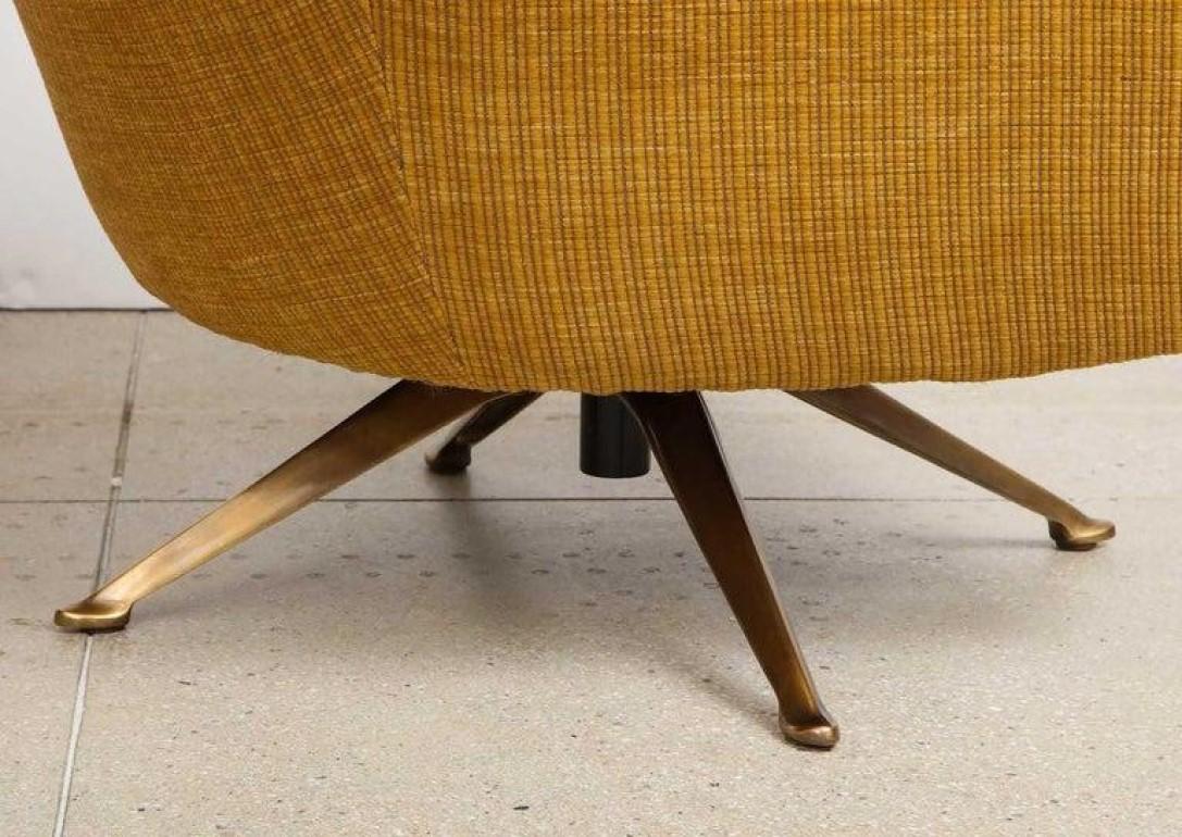 Gold Swivel Lounge Chairs by Osvaldo Borsani for ABV