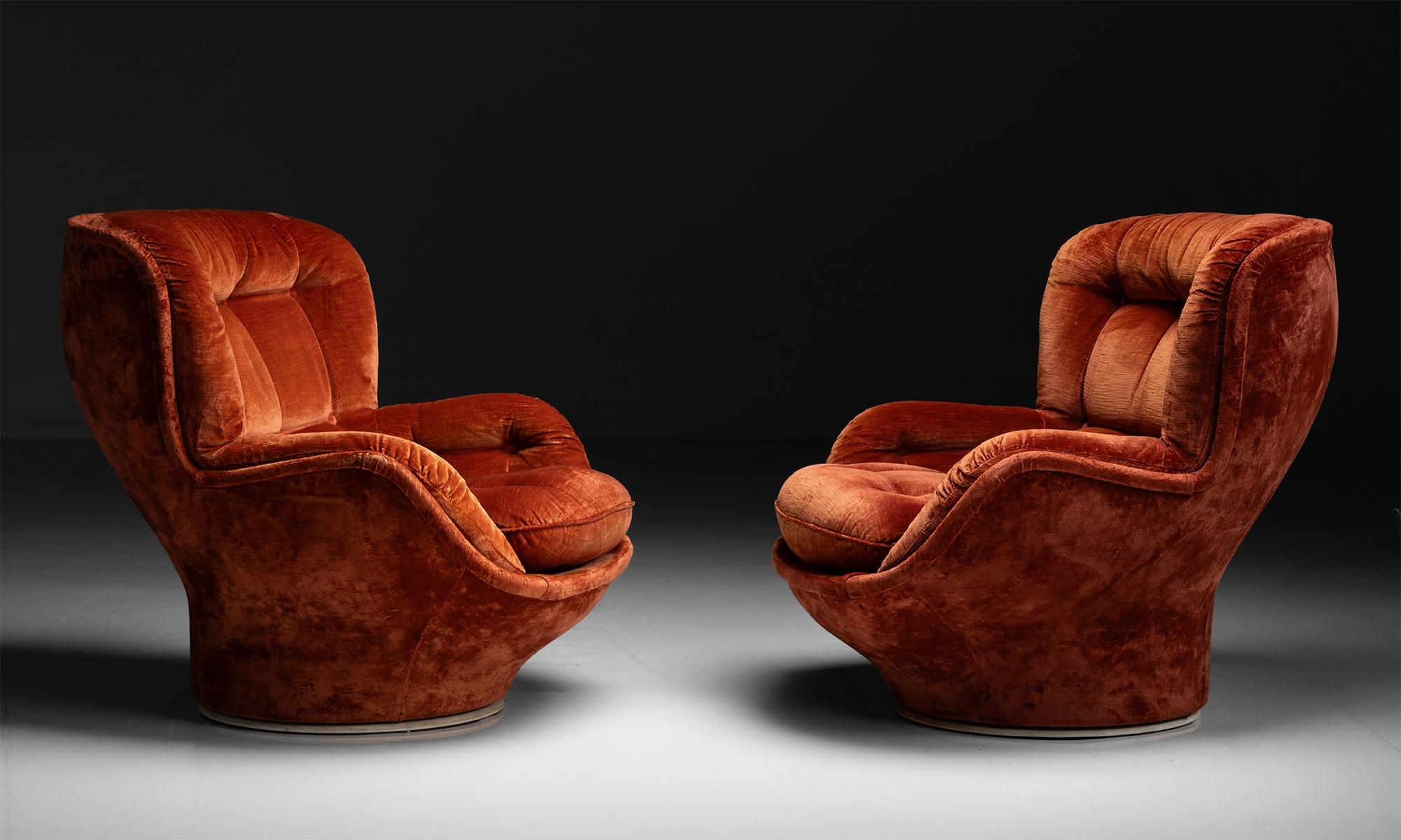 Post-Modern Swivel Lounge Chairs Circa 1970 For Sale